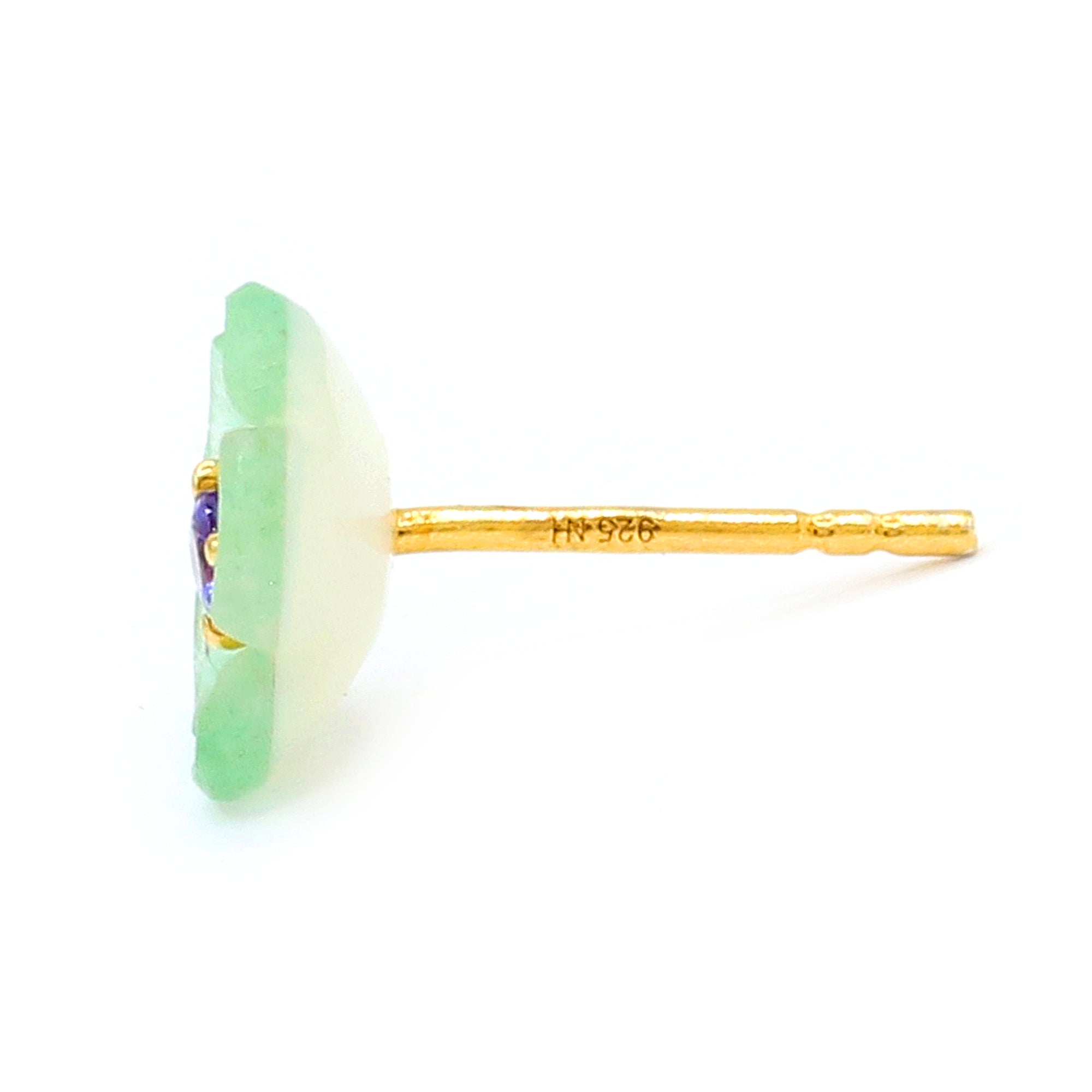 Boucles d'oreilles clous fleur sculptée Gems en Vogue en nacre blanche et citrine
