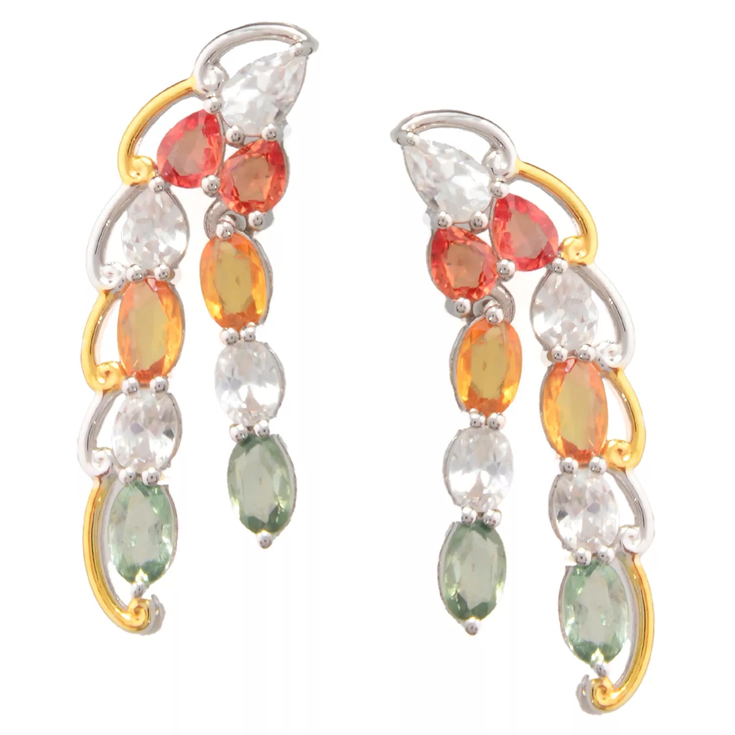 Gems en Vogue 4.50ctw Pastel Sapphire & White Zircon Earrings