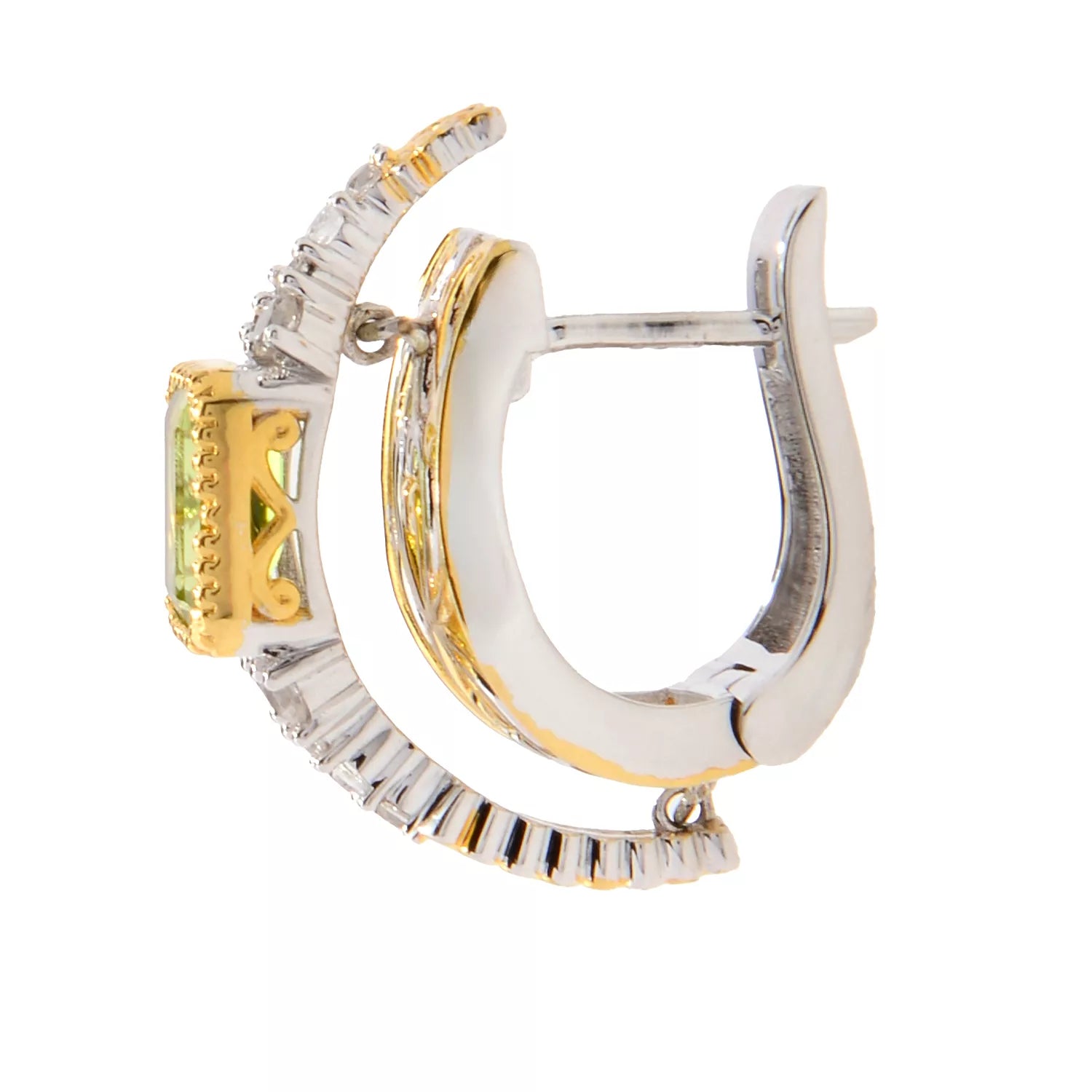 Gems en Vogue 2.88ctw Peridot & White Zircon Huggie Earrings