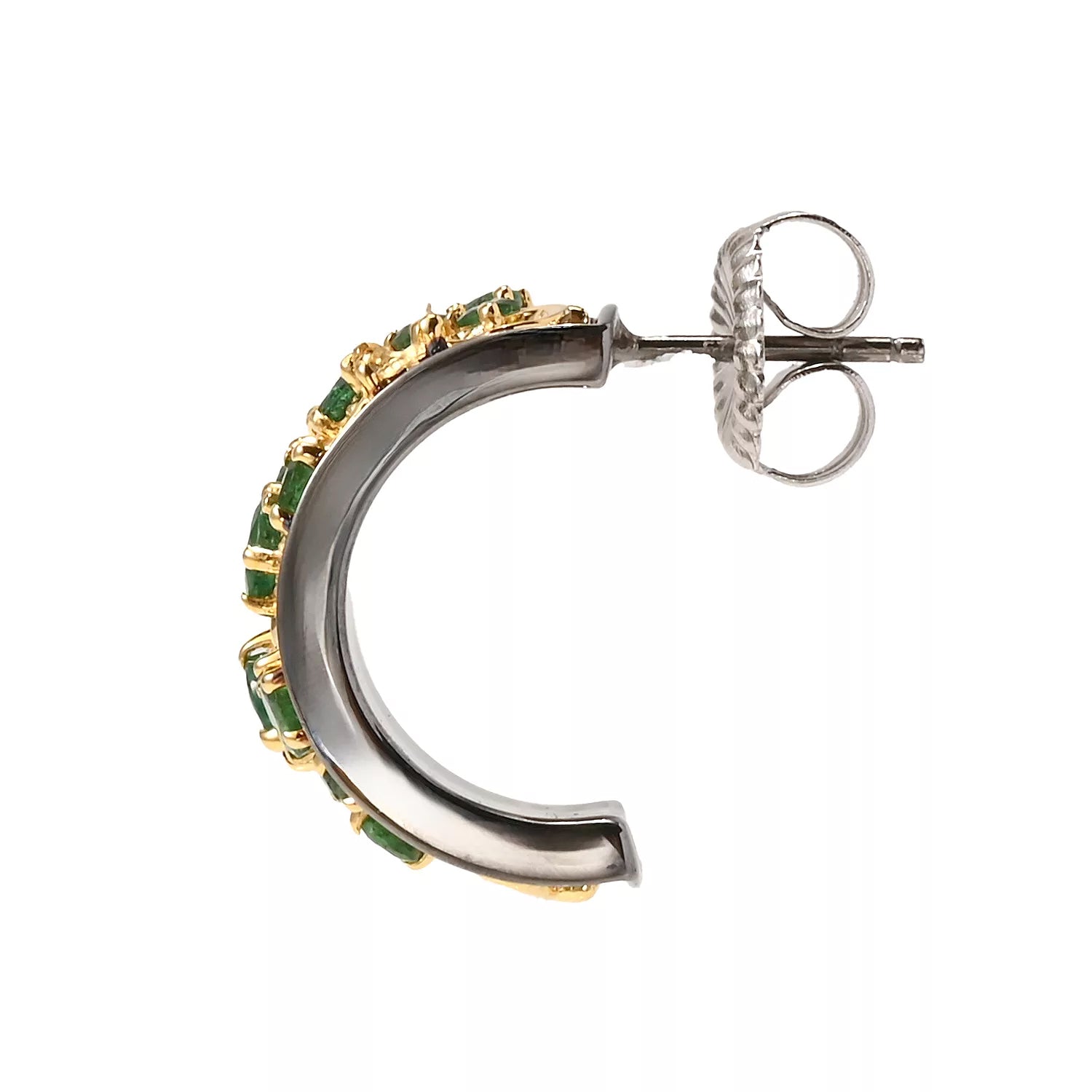 Gems en Vogue 2.27ctw Grizzly Emerald Hoop Earrings
