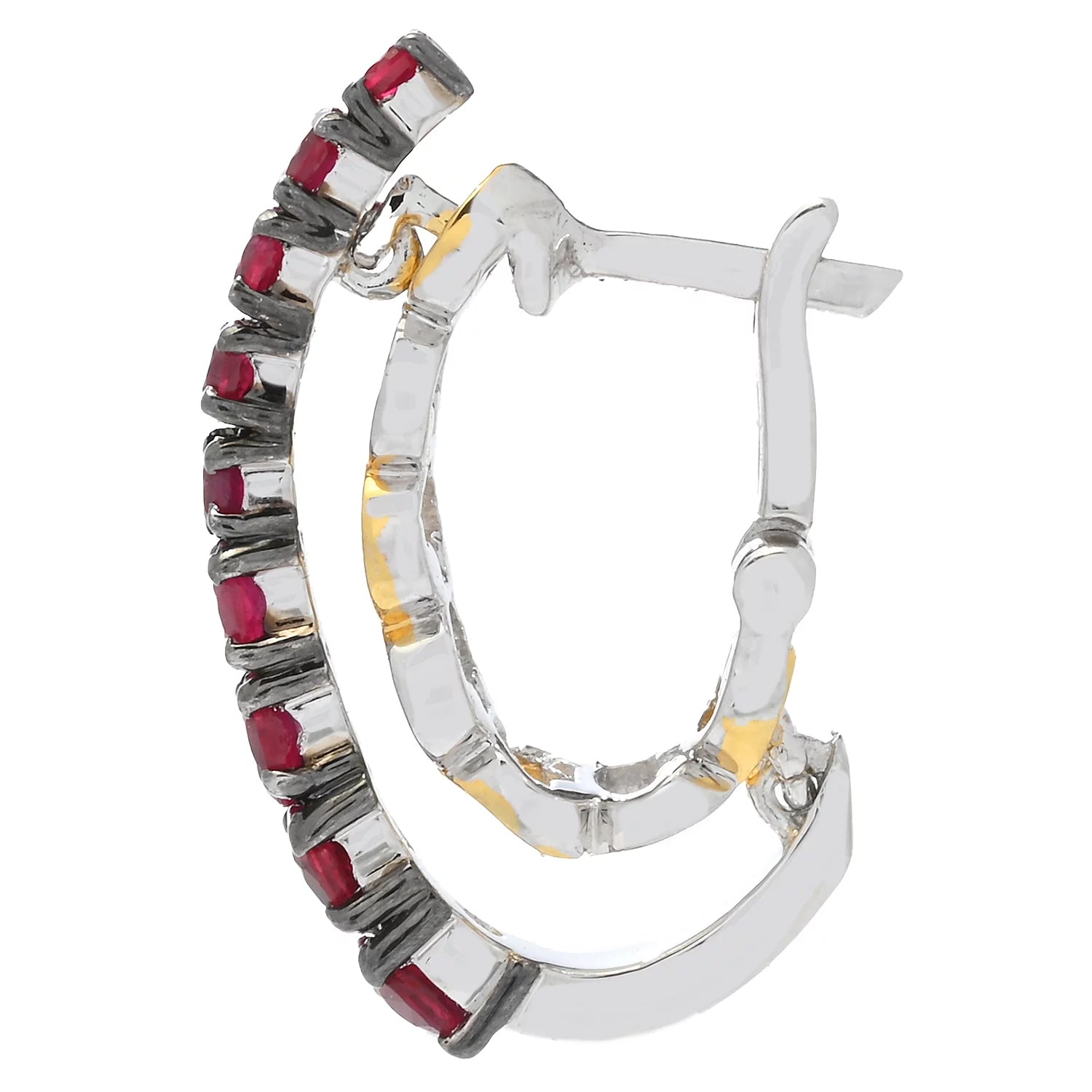 Gems en Vogue 1.82ctw Ruby Hoop Earrings