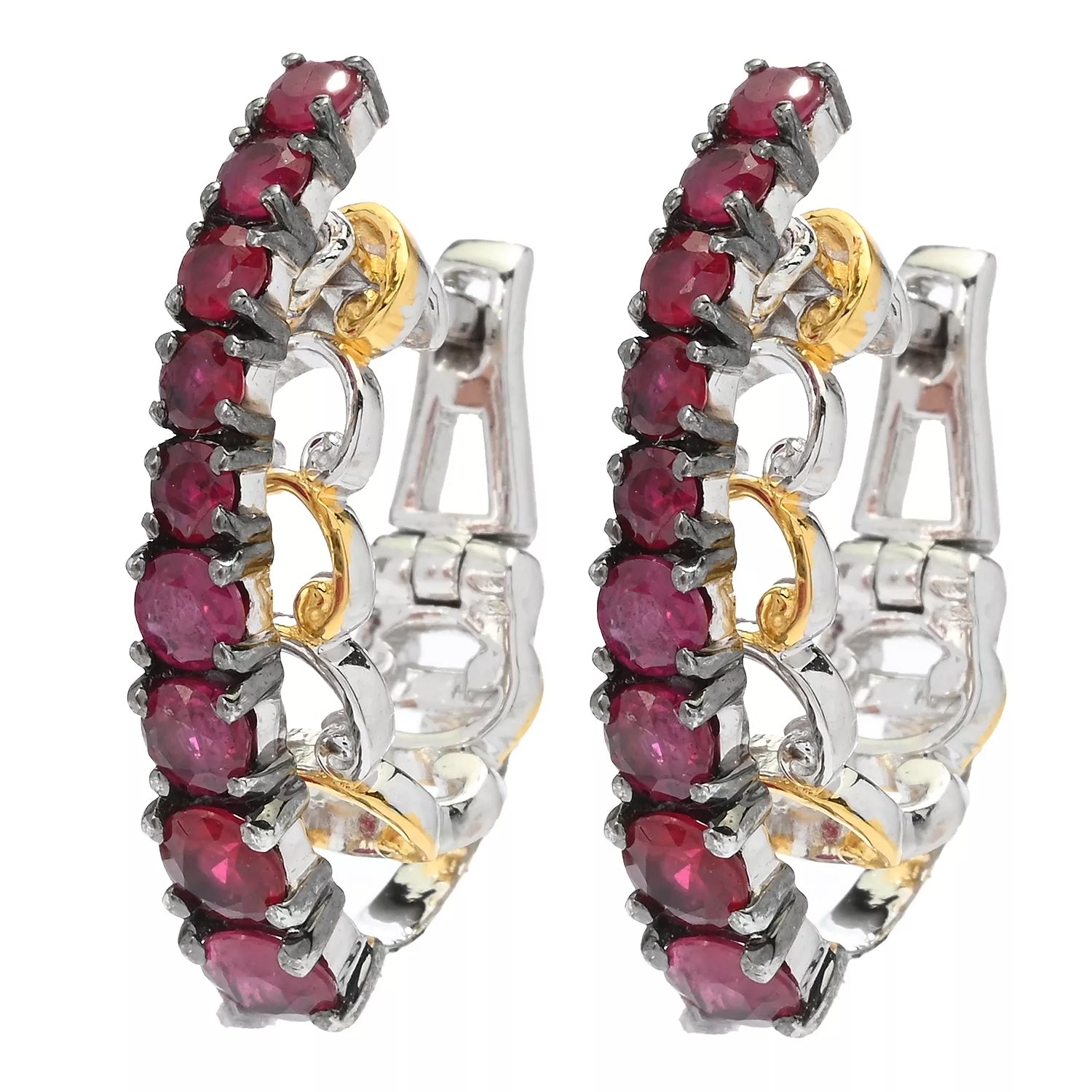 Gems en Vogue 1.82ctw Ruby Hoop Earrings