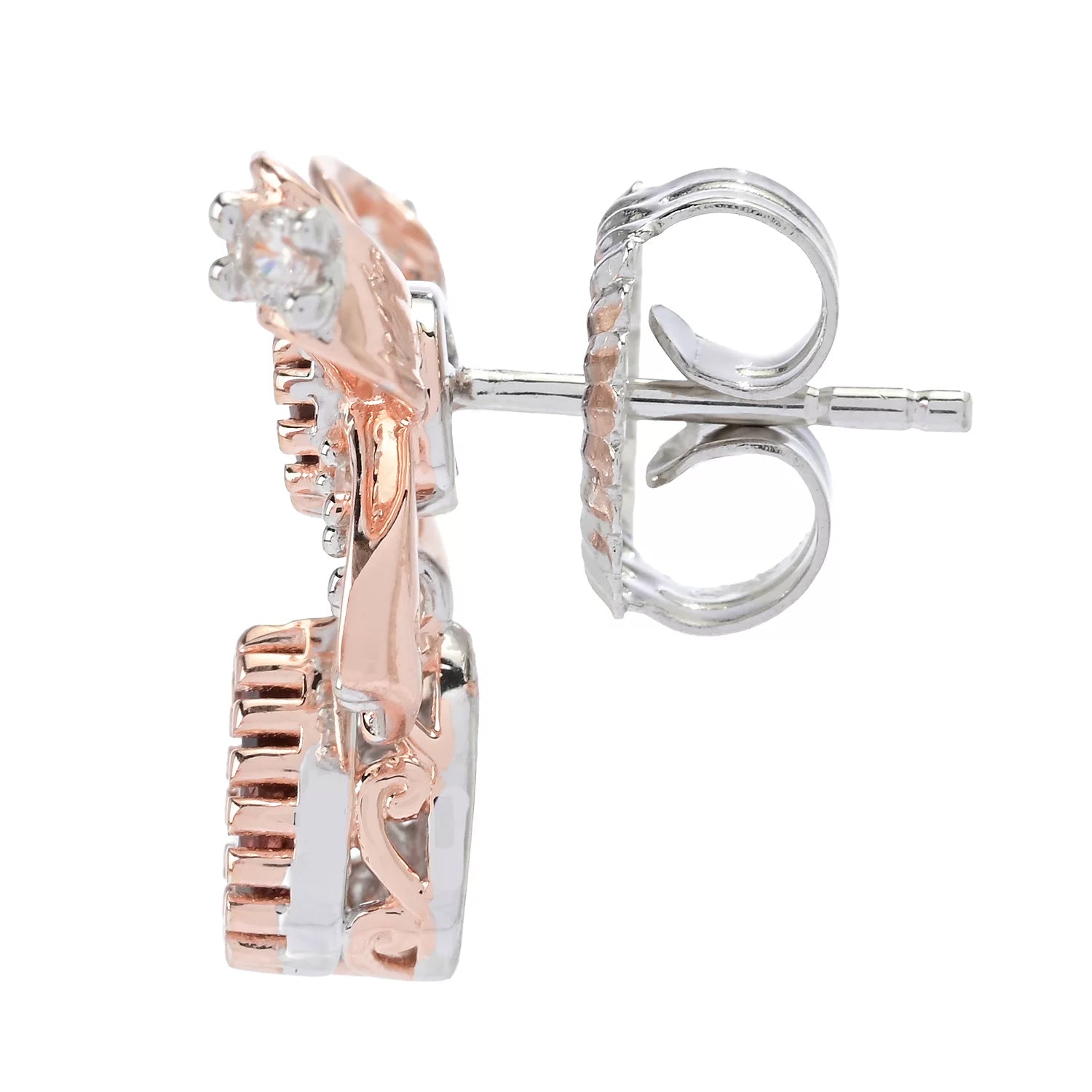 Gems en Vogue 2.12ctw Pink Tourmaline & White Zircon Bow Drop Earrings