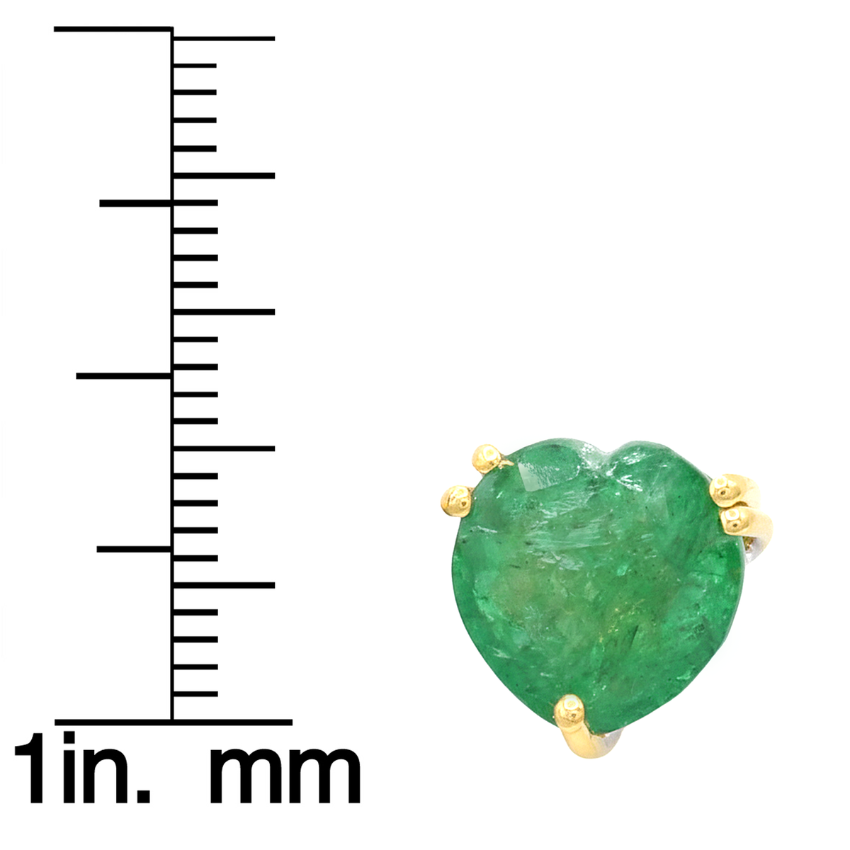 Gems en Vogue Boucles d'oreilles clous en argent palladié 24K, émeraude de Zambie taille cœur, 6,73 carats