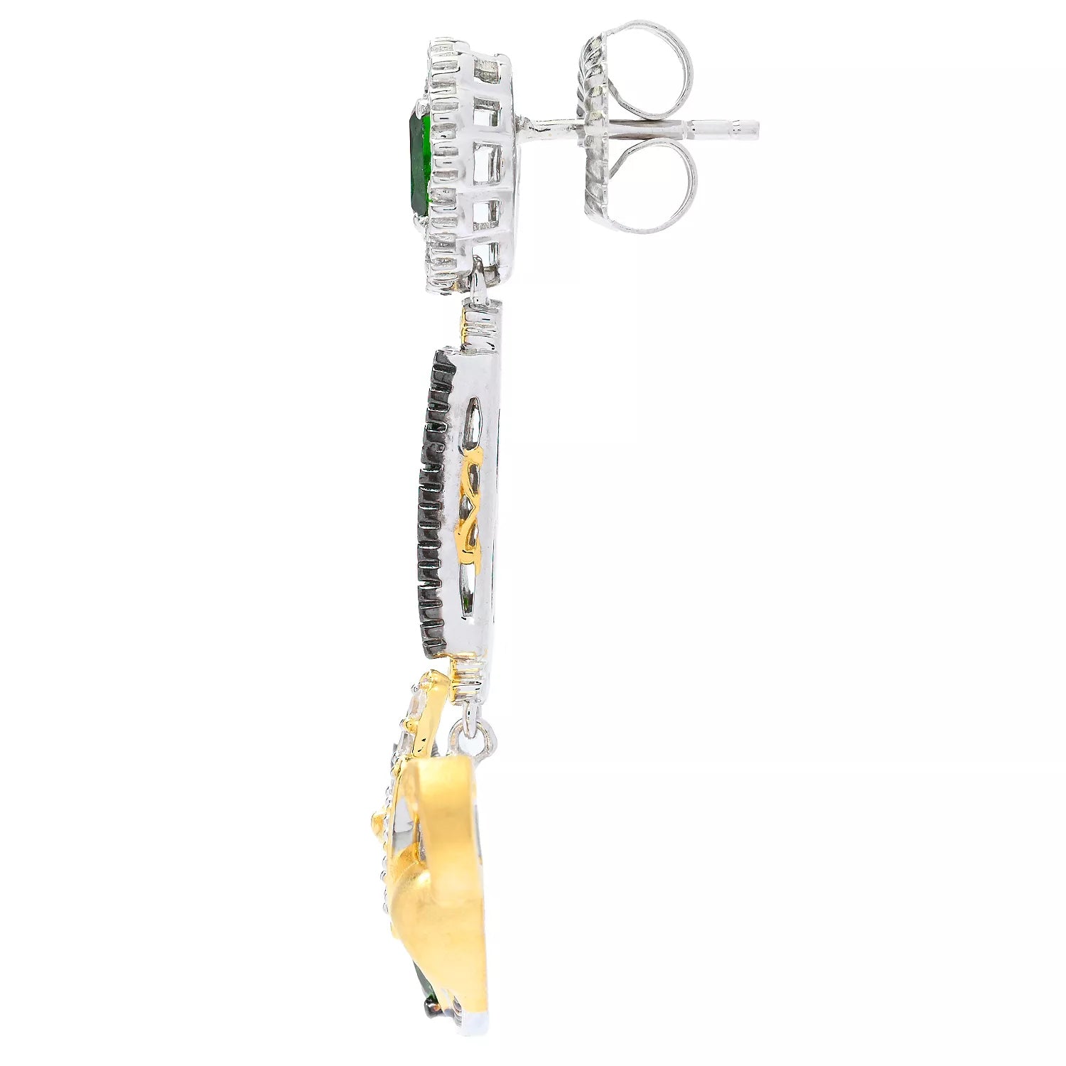 Gems en Vogue 7.40ctw Chrome Diopside & White Zircon Griffin Drop Earrings