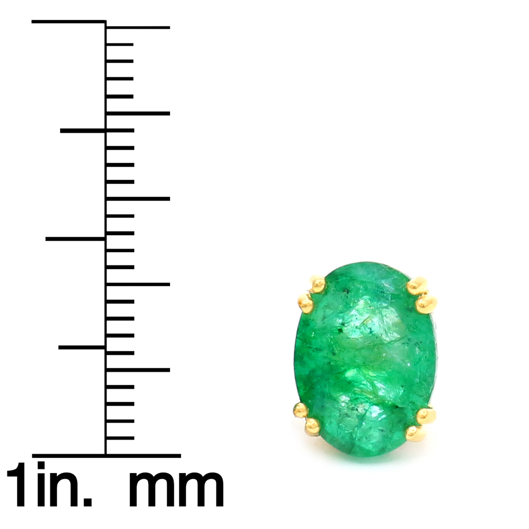 Gems en Vogue Boucles d'oreilles clous ovales en argent palladié 24K et émeraudes de Zambie (7,06 carats total)