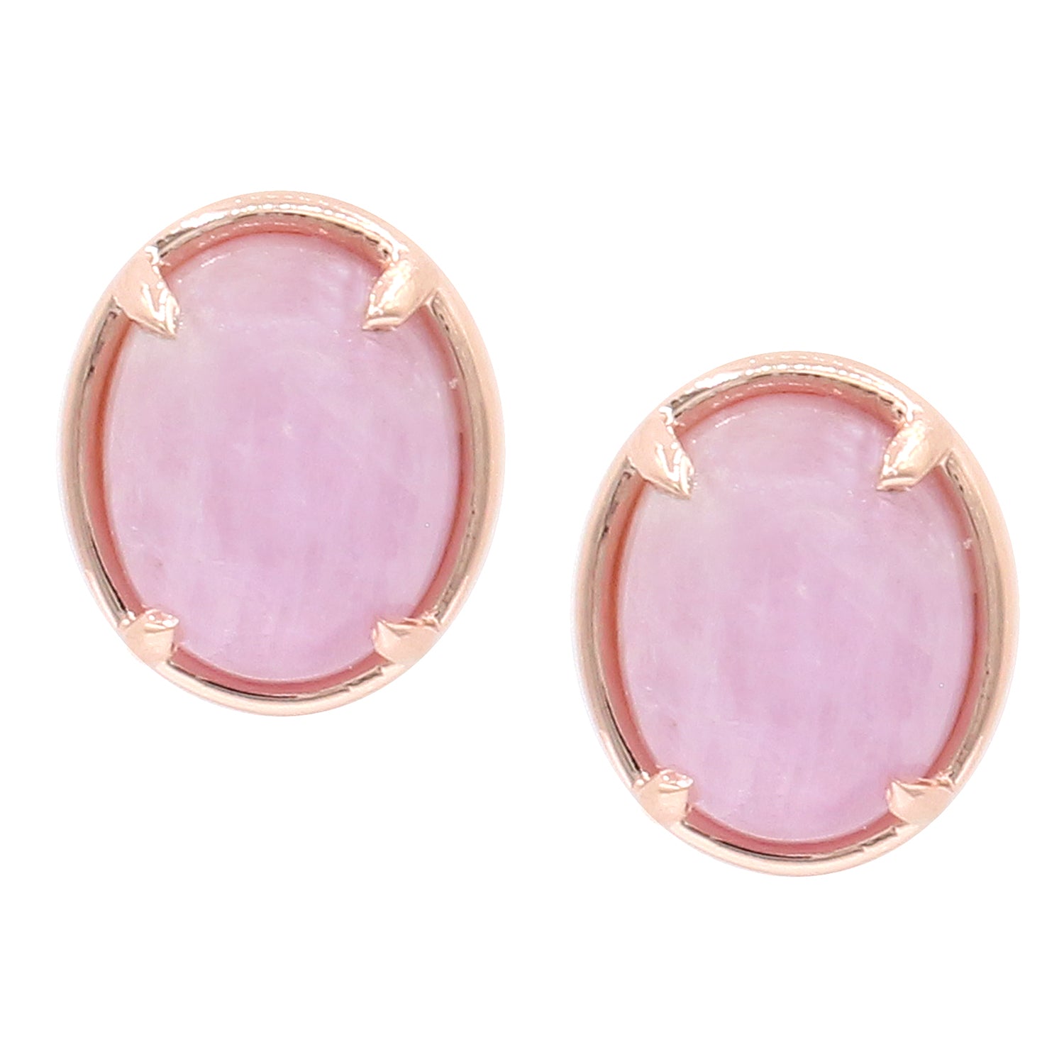 Gems en Vogue 18K Palladium Silver Oval Kunzite Stud Earrings