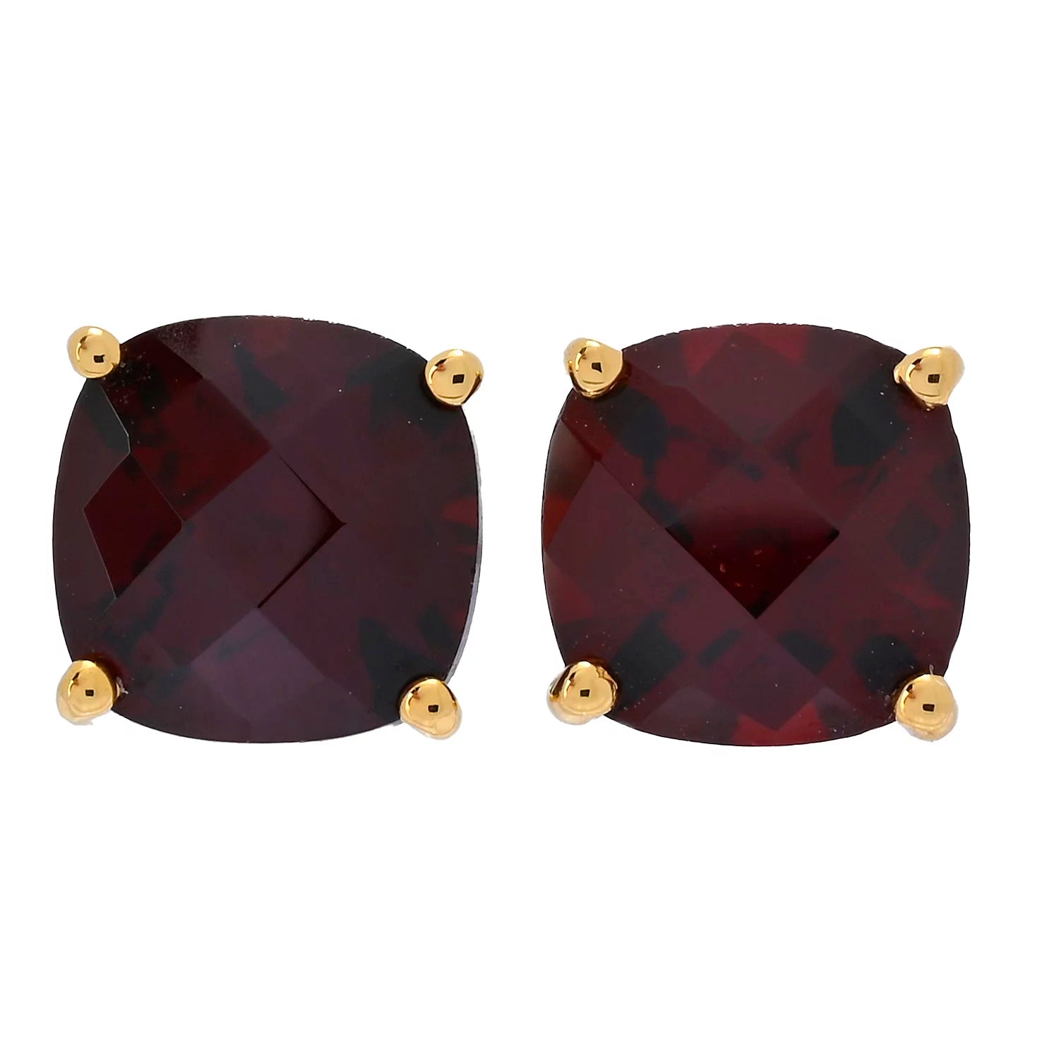 Gems en Vogue 2.16ctw Cushion Garnet Stud Earrings