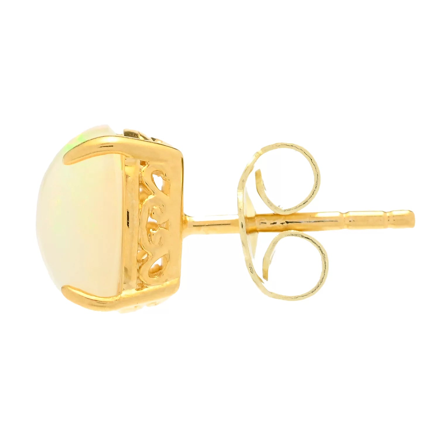 Gems en Vogue White Ethiopian Opal Stud Earrings