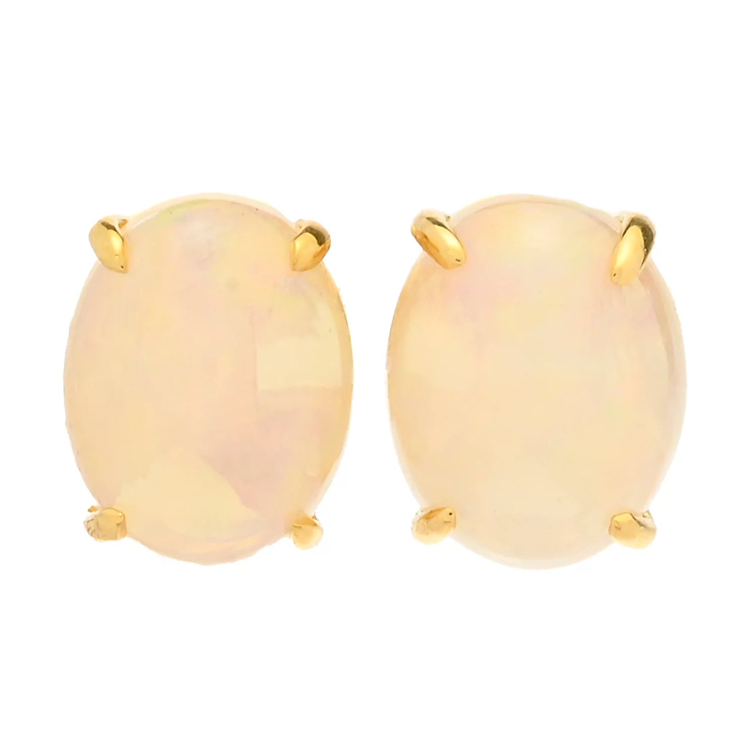 Gems en Vogue White Ethiopian Opal Stud Earrings
