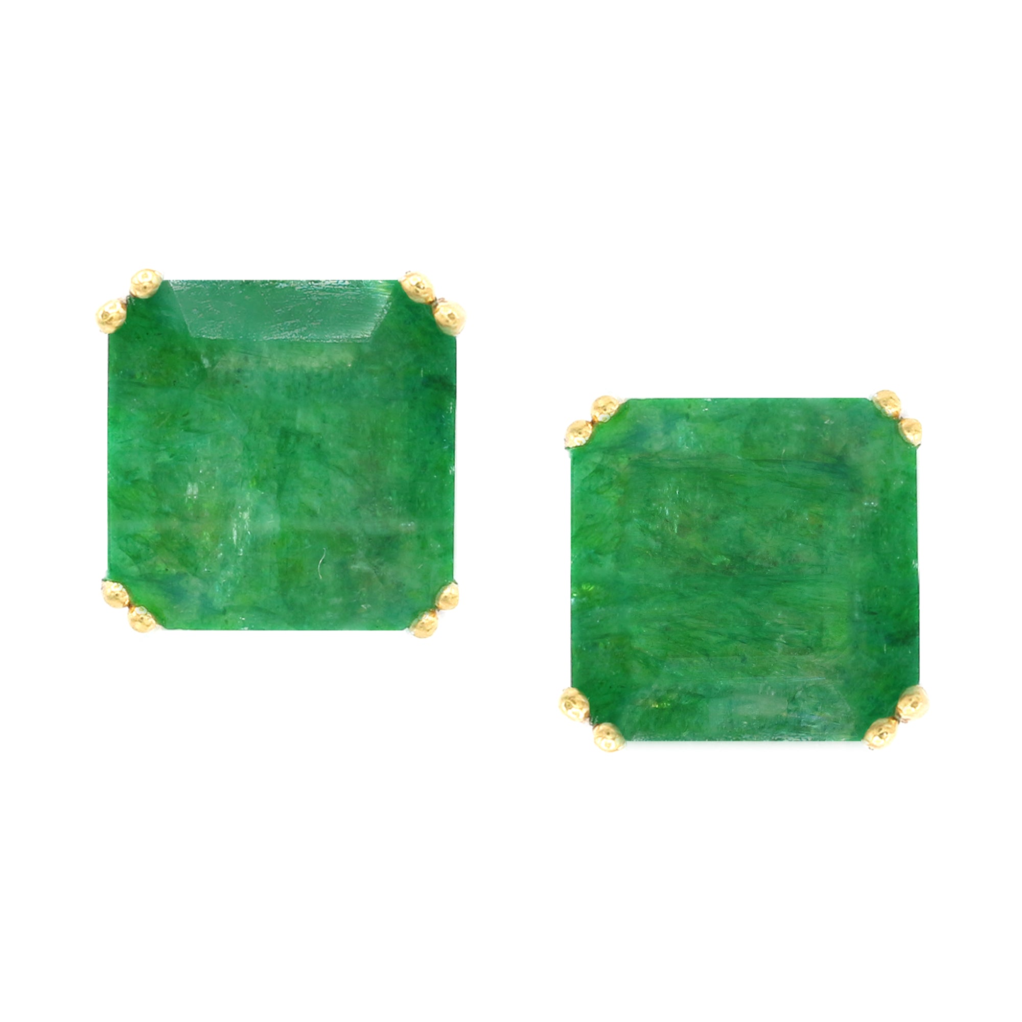 Gems en Vogue 24K Palladium Silver 7.00ctw Octagon Shape Zambian Emerald Stud Earrings