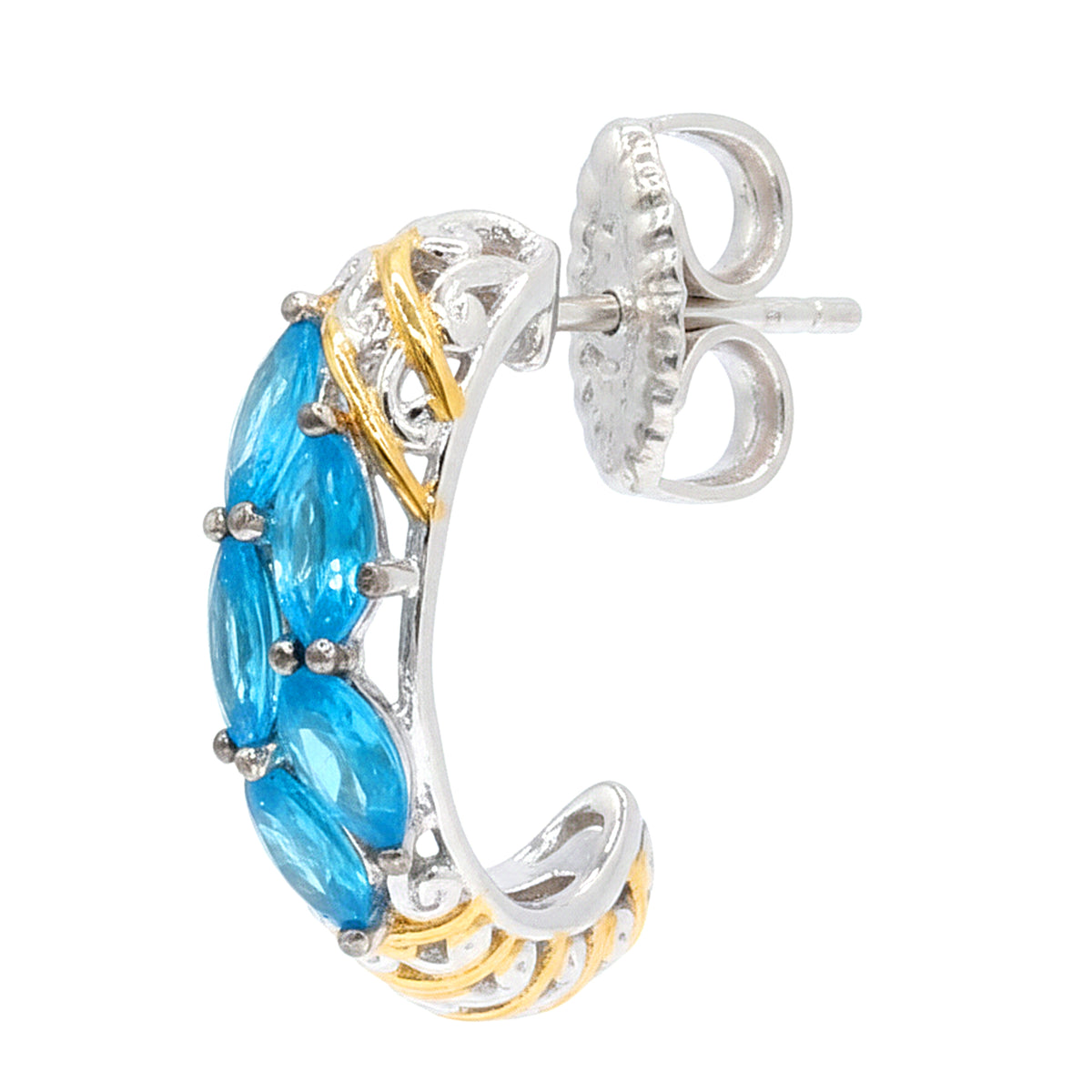 Gems en Vogue 24K Palladium Silver 2.10ctw Neon Apatite Hoop Earrings