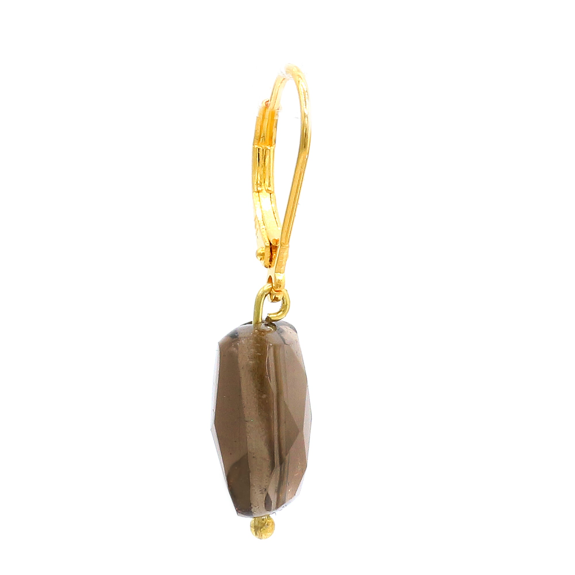 Gems en Vogue 24K Palladium Silver Smoky Quartz Bead Drop Earrings