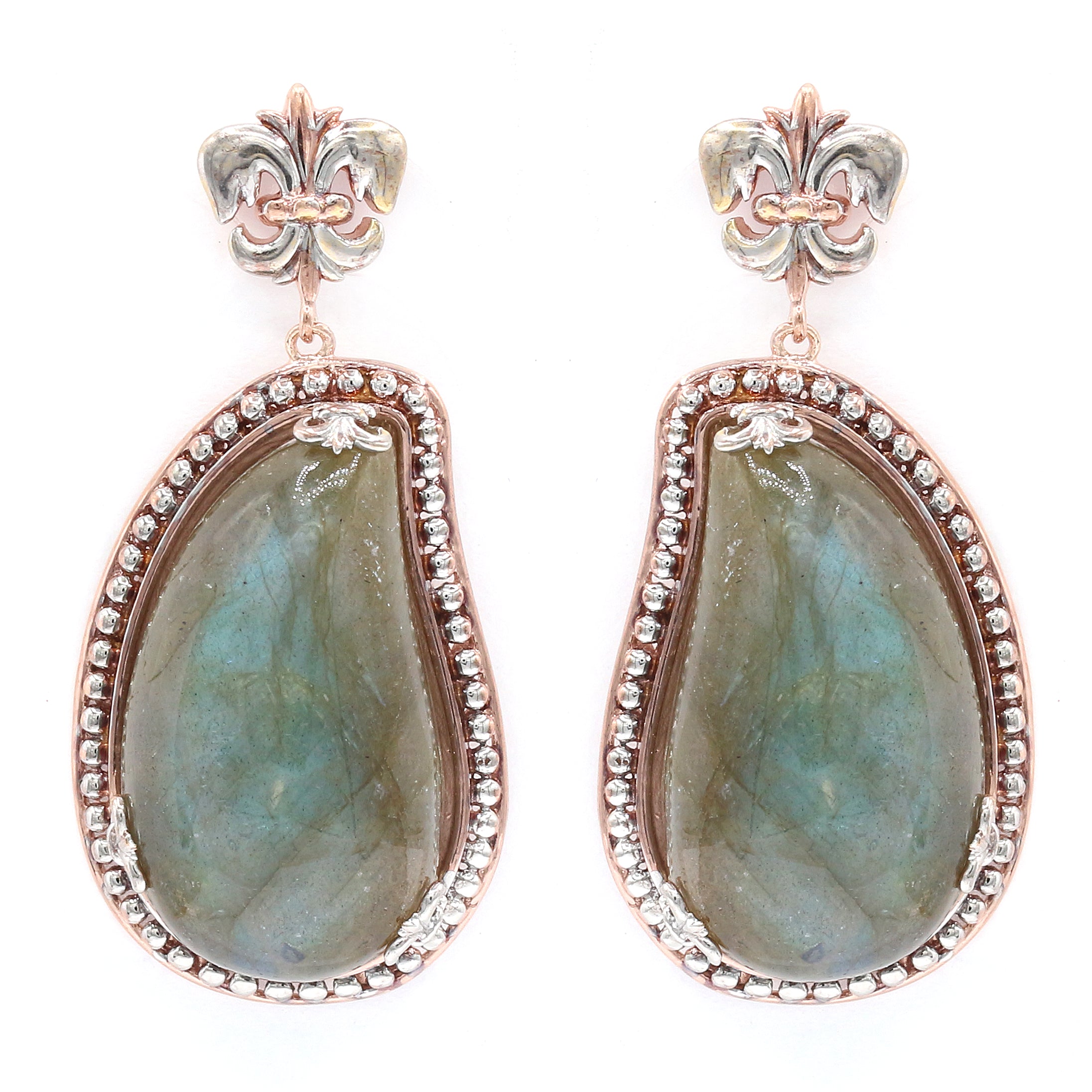 Gems en Vogue 18K Palladium Silver Labradorite Drop Earrings
