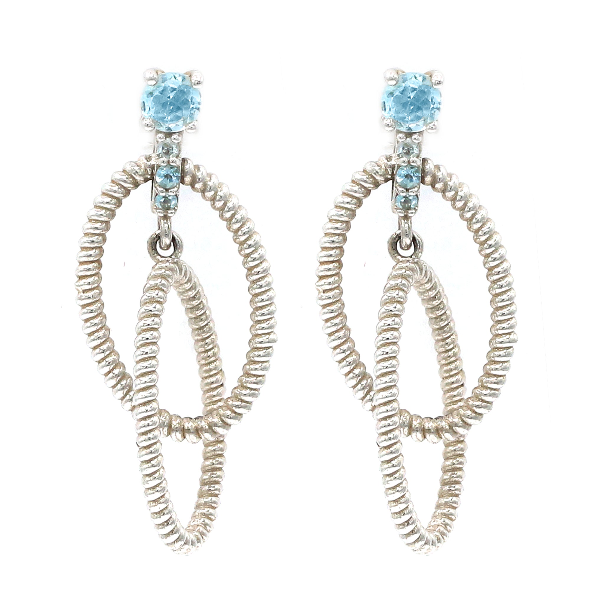 Hall of Jewels 0.80ctw Blue Topaz Drop Earrings