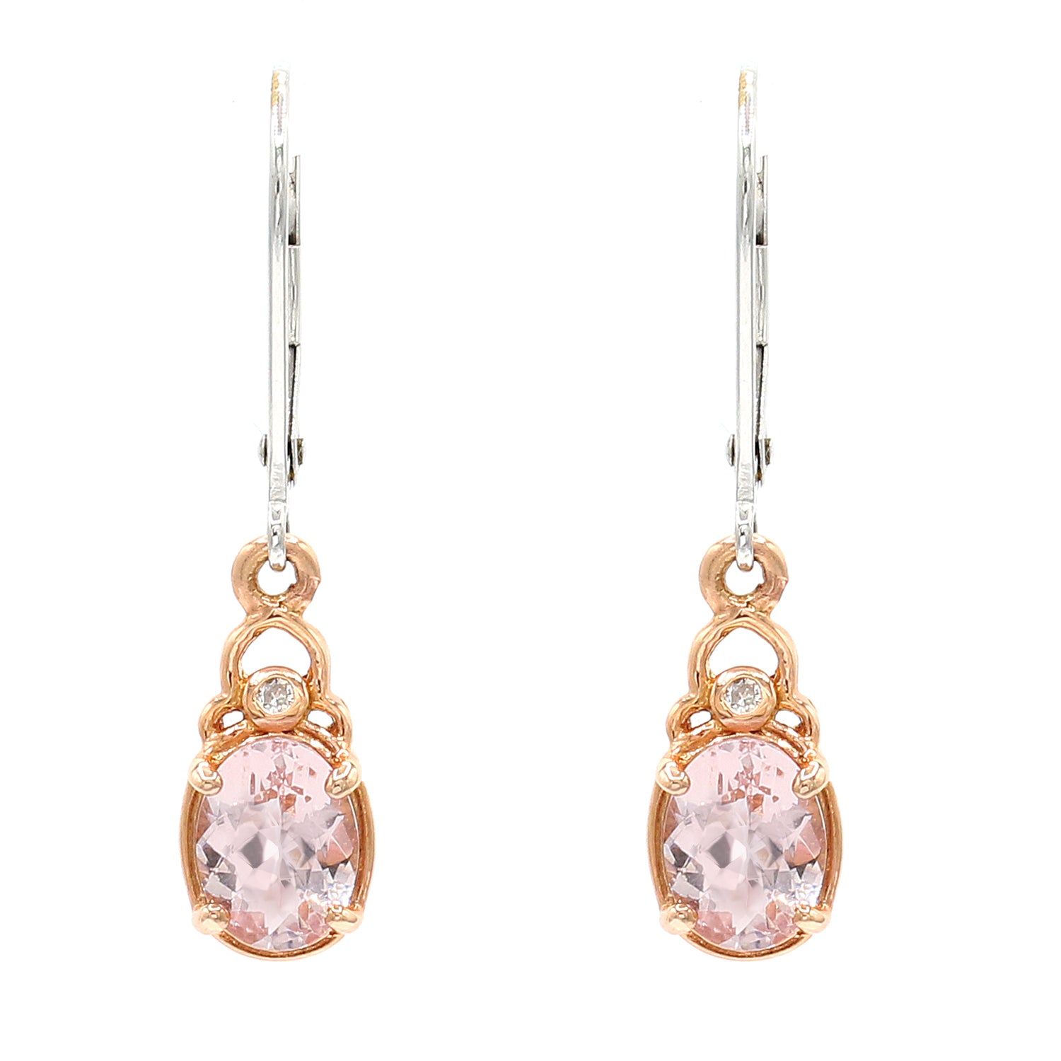 Gems en Vogue 14K Rose Gold 1.87ctw Morganite & Diamond Drop Earrings