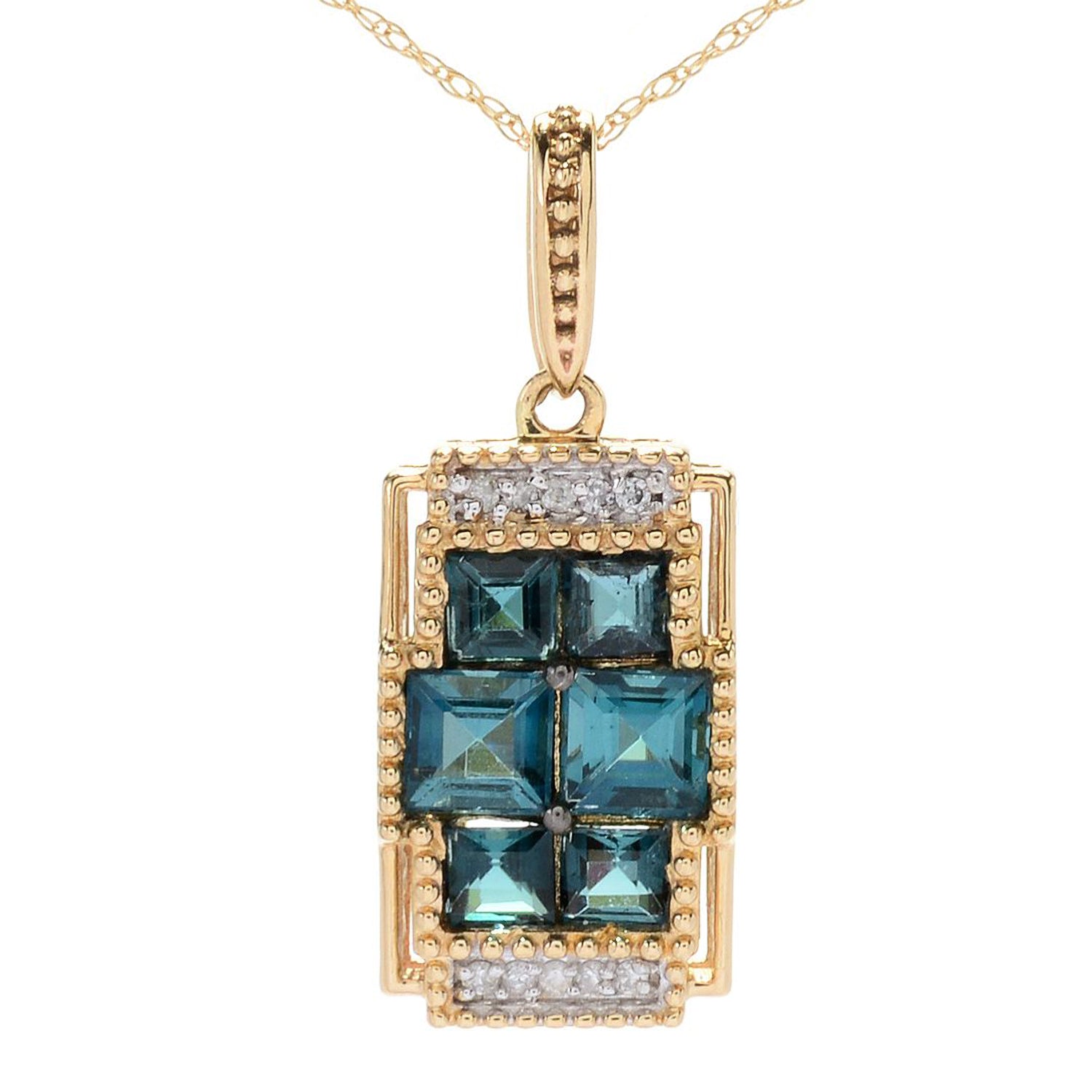 Gems en Vogue 14K Yellow Gold 2.18ctw Indicolite & Diamond Pendant