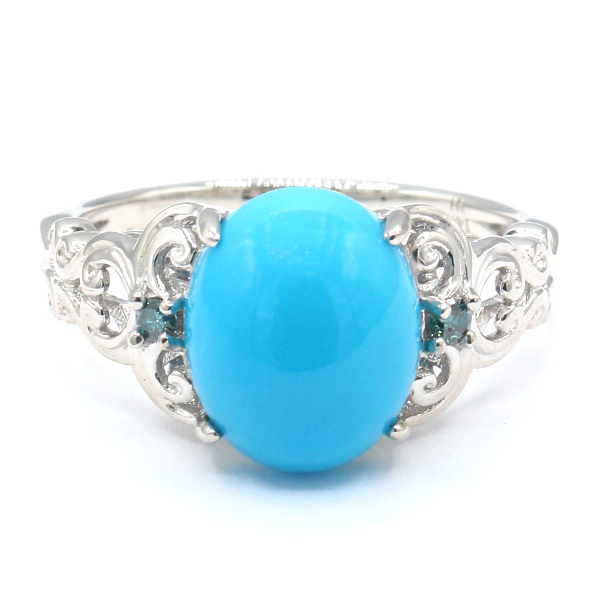 Gems en Vogue 14K White Gold Sleeping Beauty Turquoise & Diamond Ring