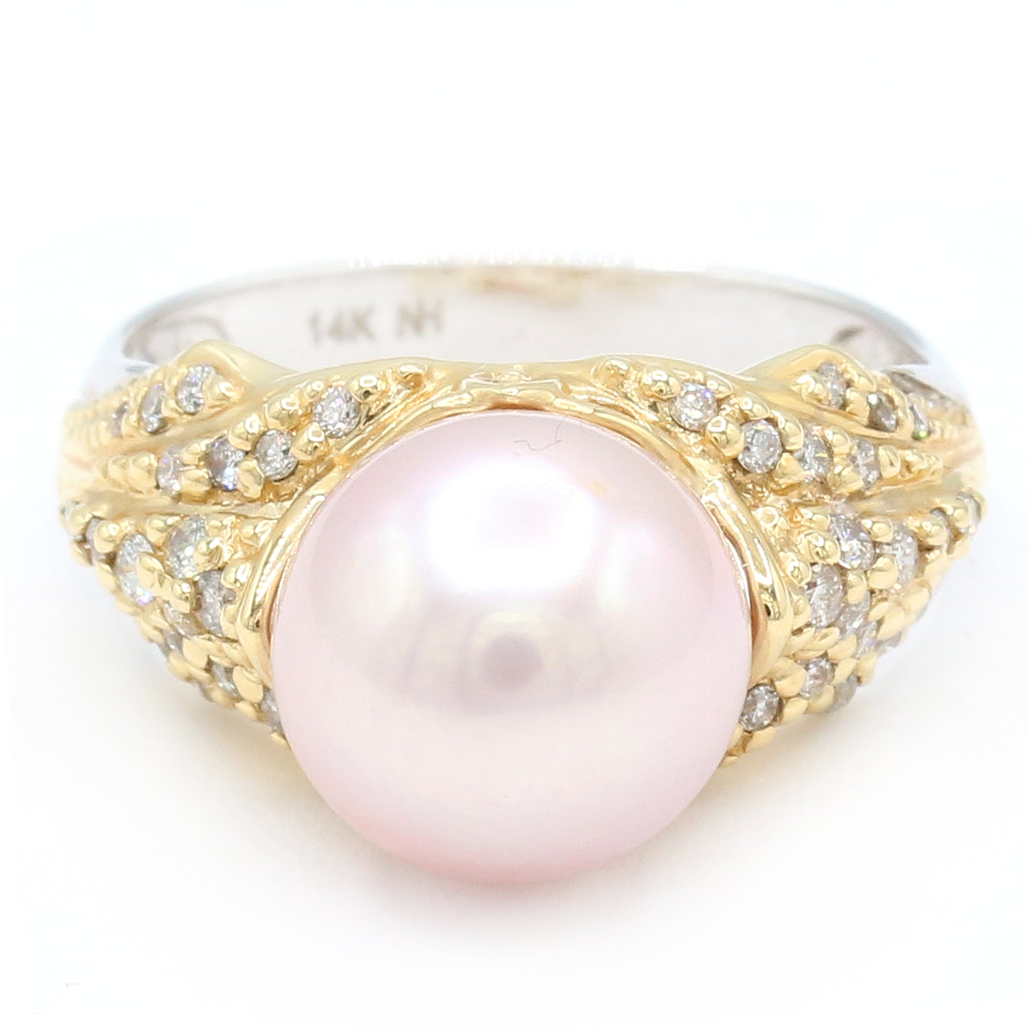 Golden Jewel 14K Gold Freshwater Lavender Pearl & Diamond Ring