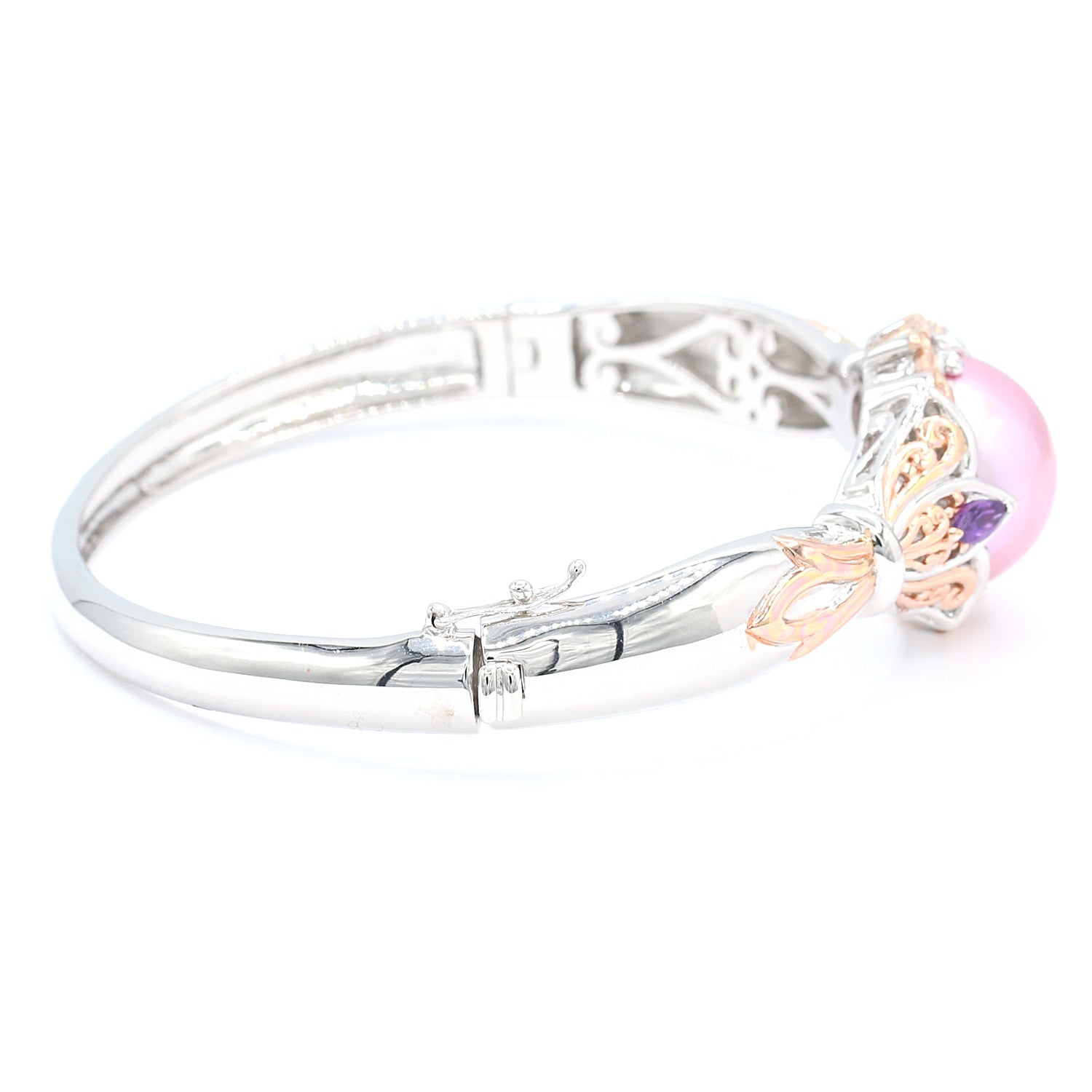 Gems en Vogue Choice of Mabe Pearl, Amethyst & Blue Sapphire Bangle Bracelet