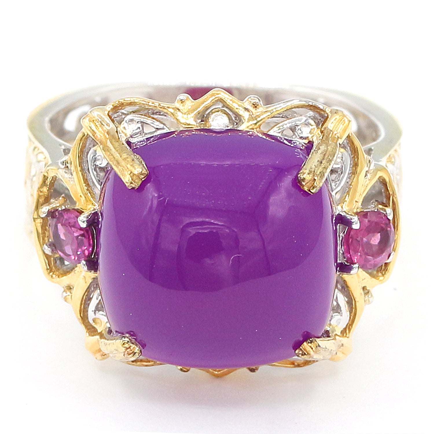Gems en Vogue Choice of Cushion Chalcedony & Gemstone Ring