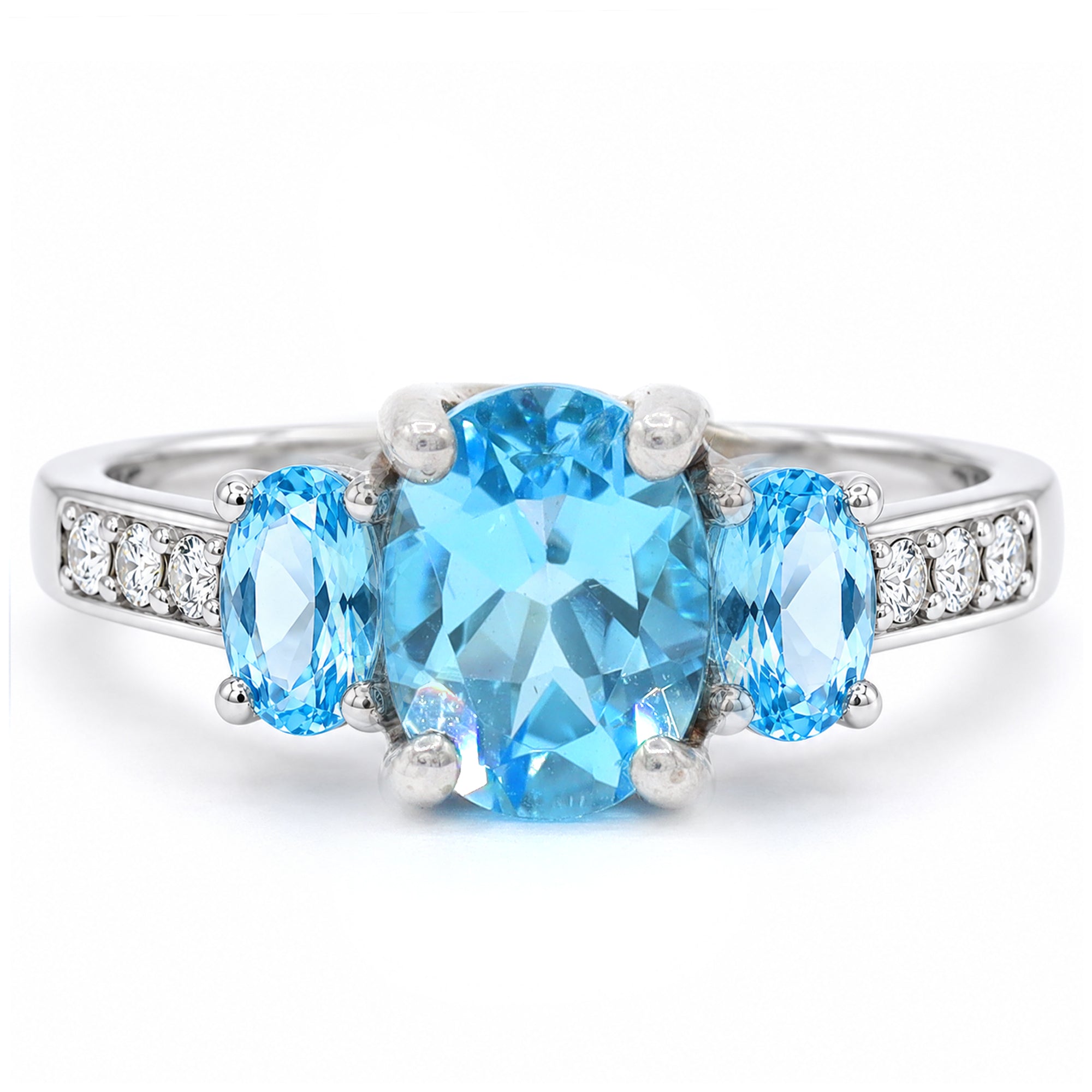 Michael's Classics Blue Topaz Three Stone Ring