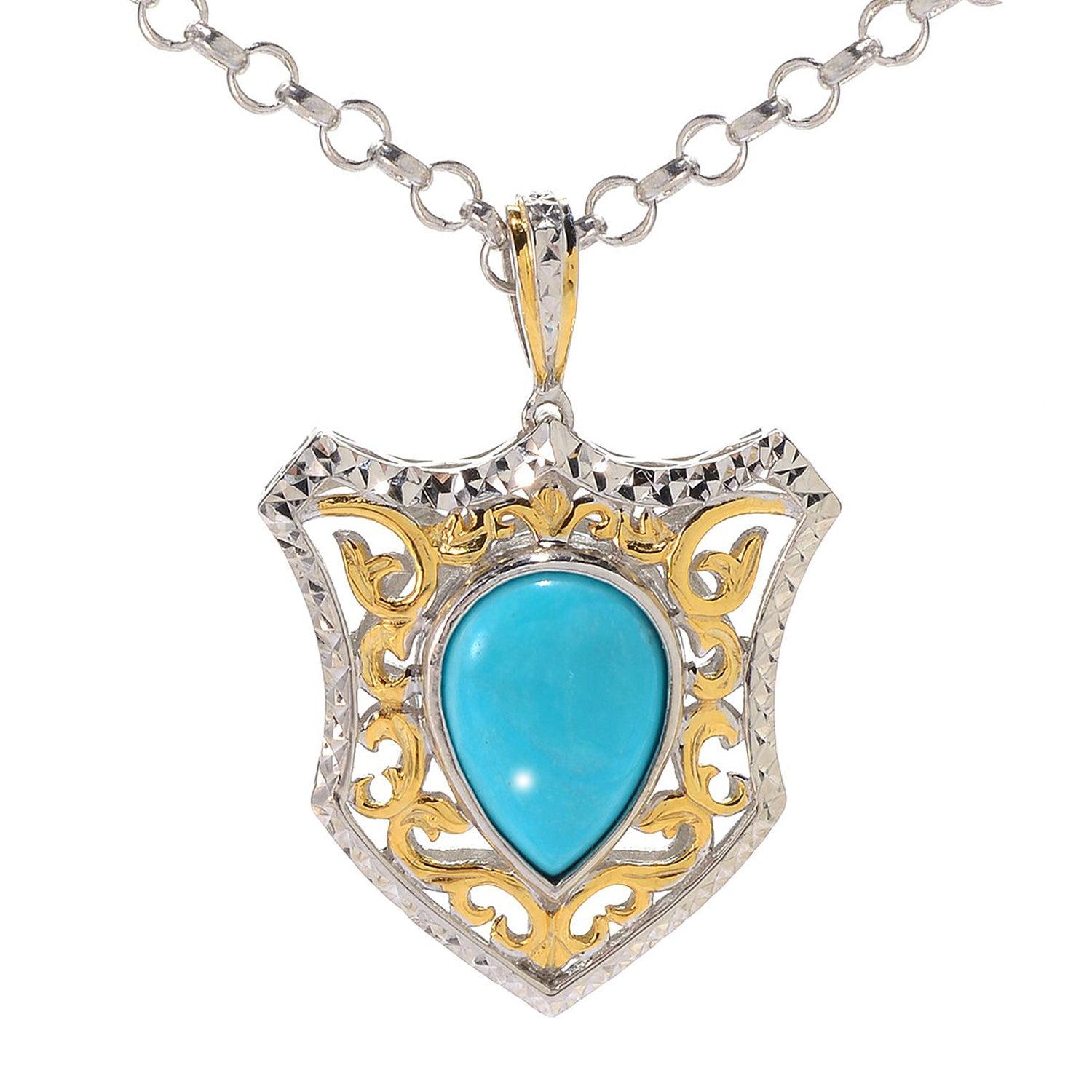 Gems en Vogue Kingman Turquoise Shield Pendant