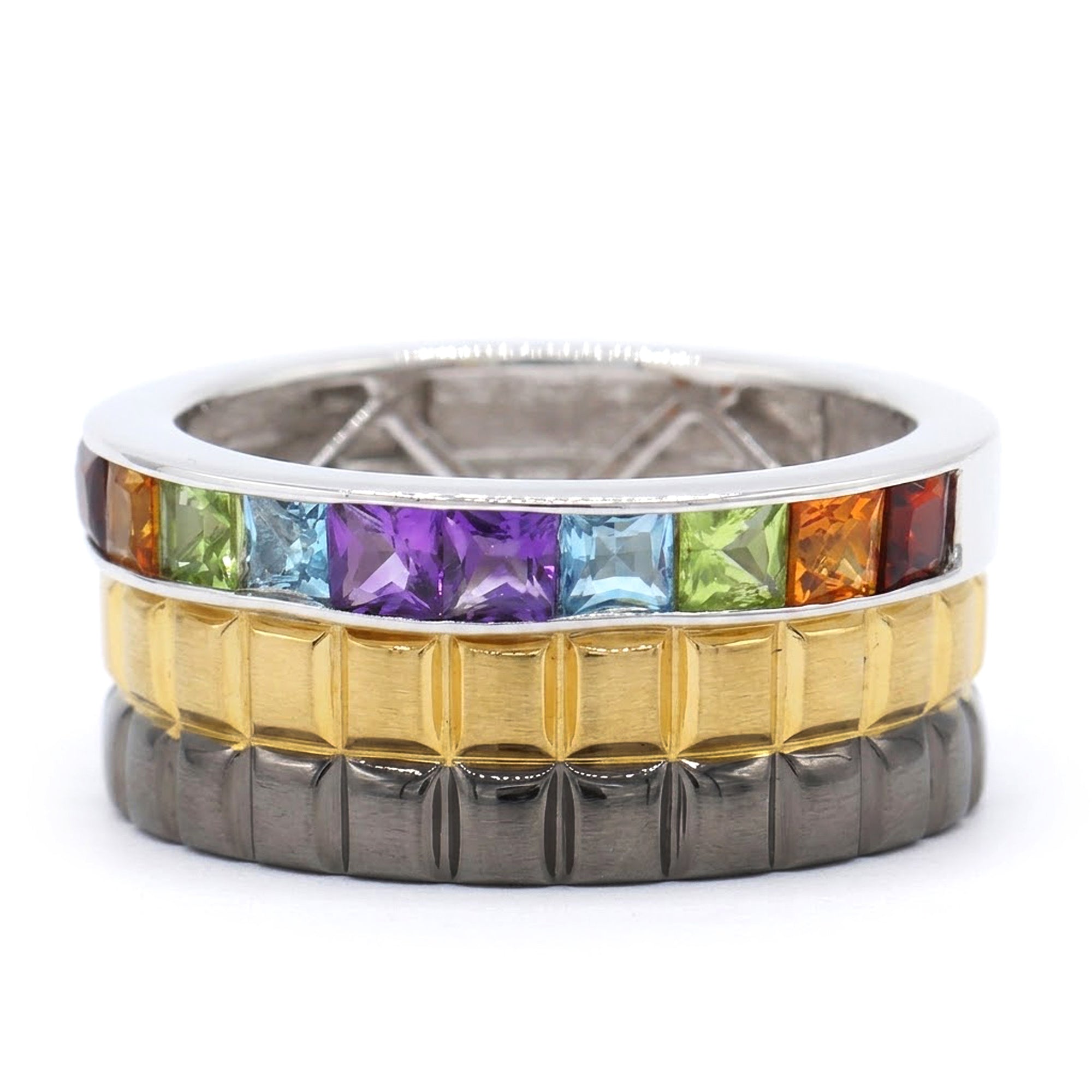 Gems en Vogue 24K Palladium Silver 1.92ctw Multi Gemstones Band Ring CANNOT BE RESIZED