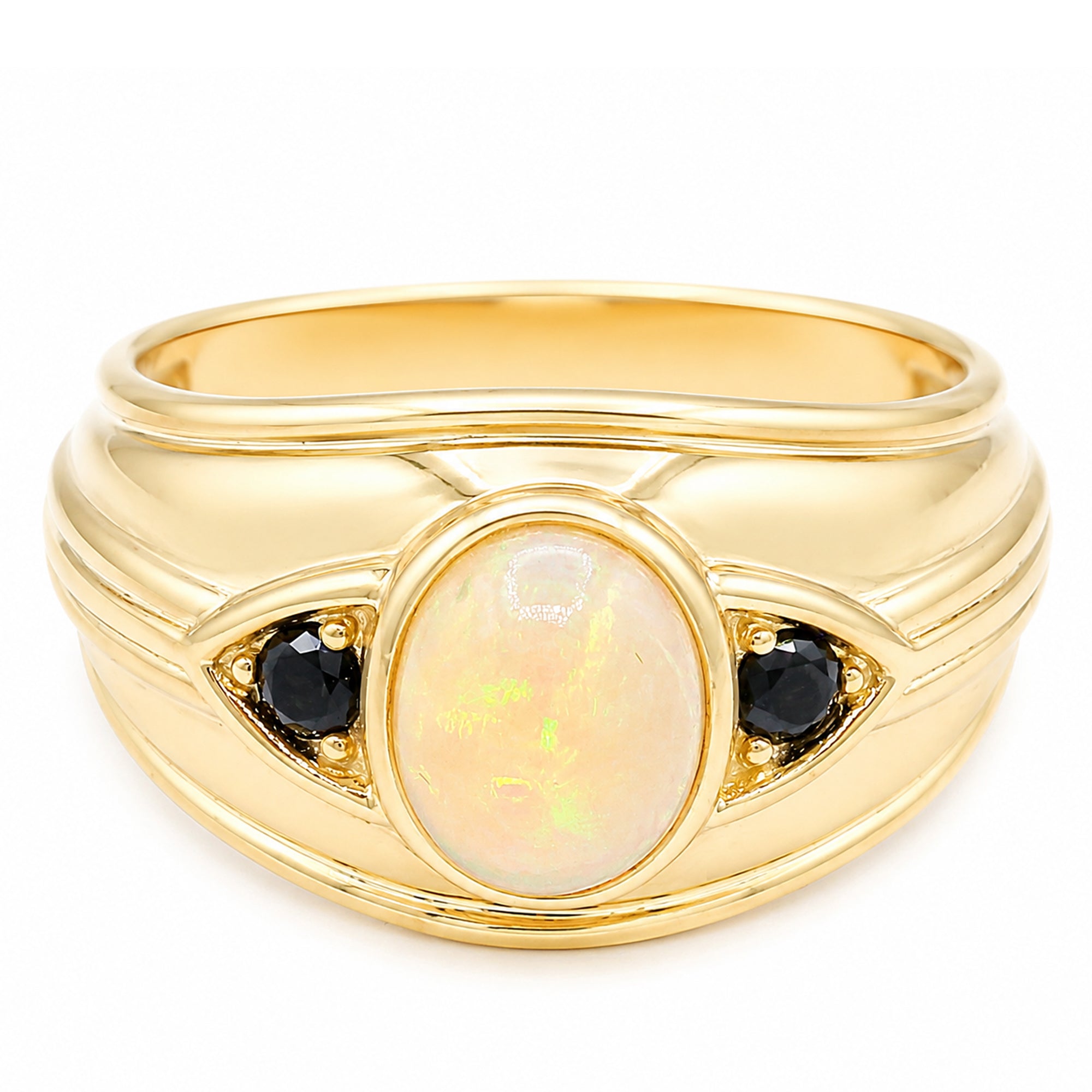 Gems en Vogue 24K Palladium Silver Ethiopian Opal & Black Spinel Ring