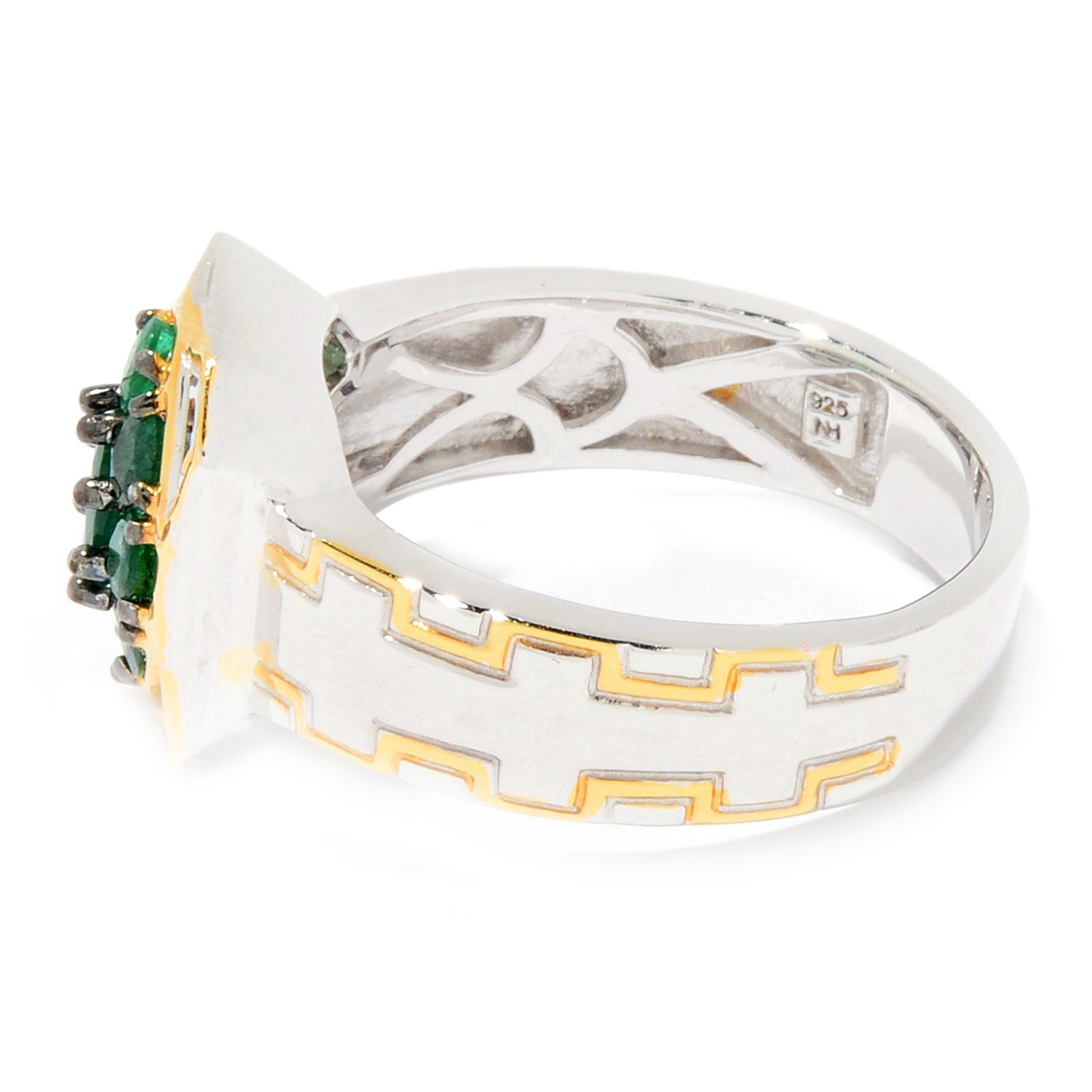 Gems en Vogue 1.27ctw Grizzly Emerald Cluster Ring