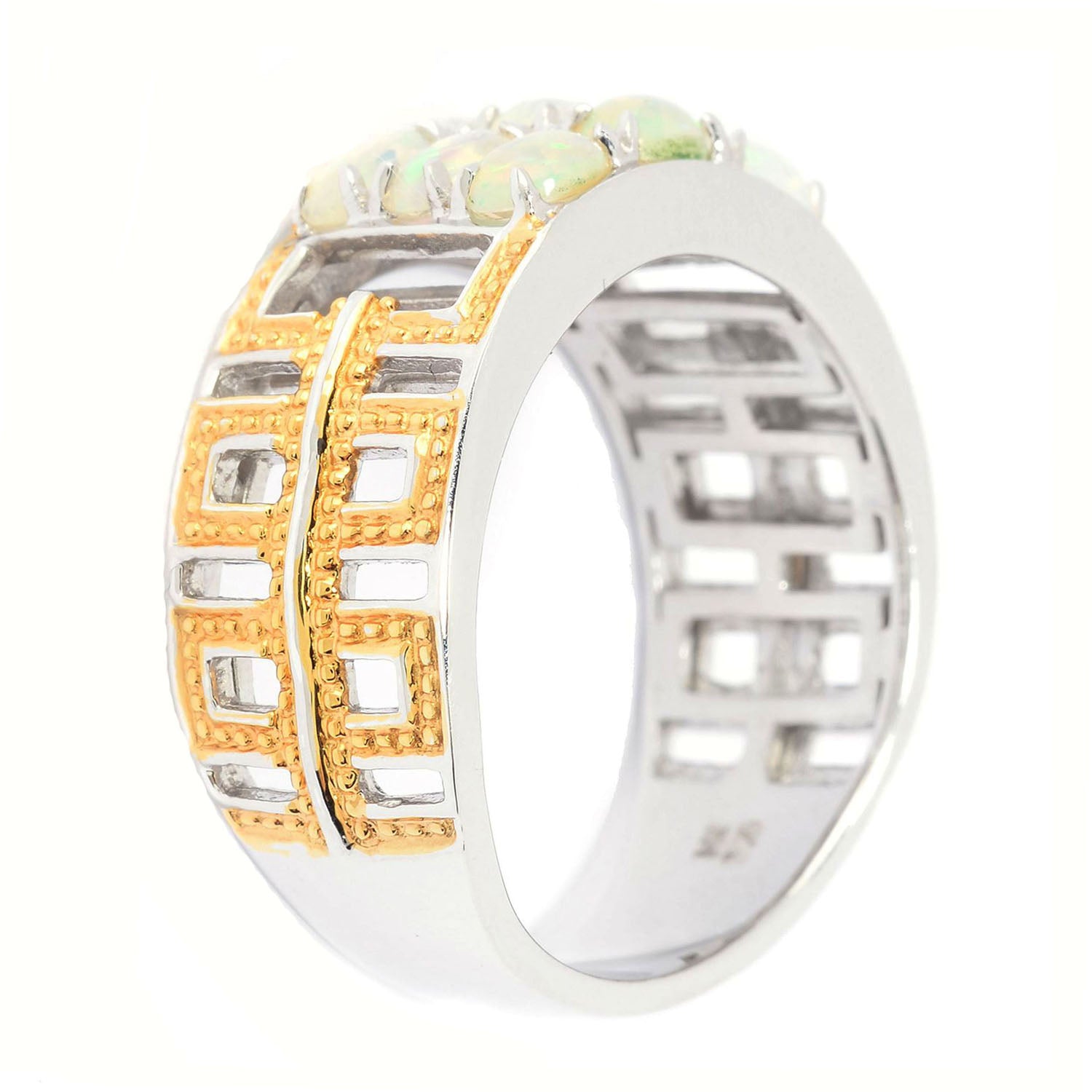 Gems en Vogue Ethiopian Opal Three Row Ring