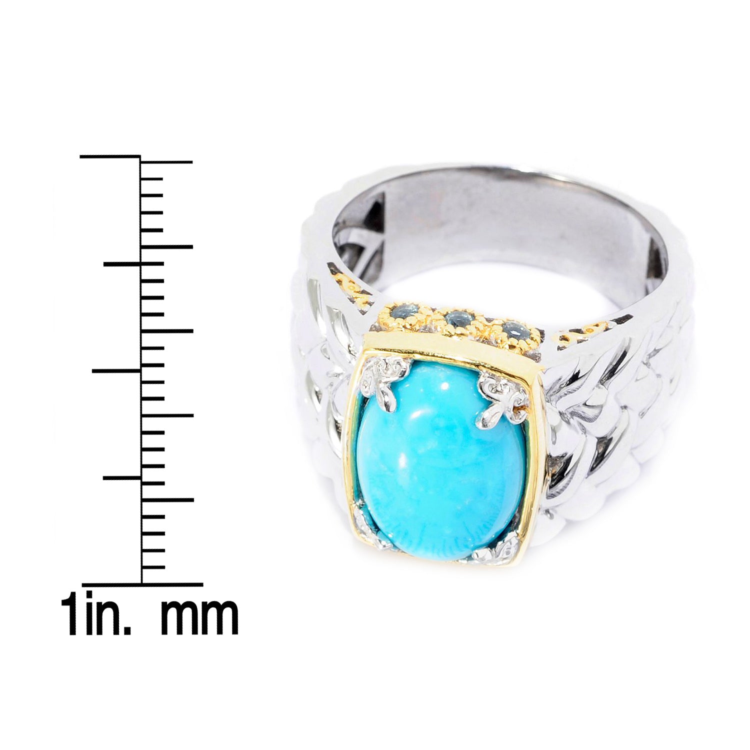Gems en Vogue Kingman Turquoise & Swiss Blue Topaz Halo Ring