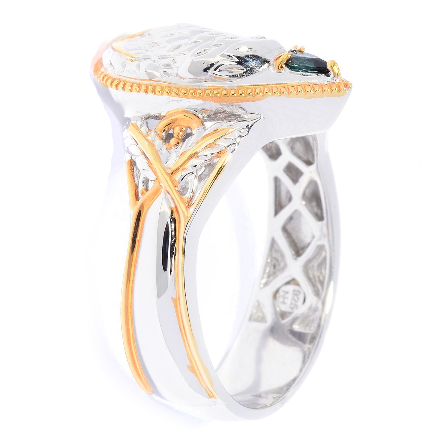 Gems en Vogue 0.16ctw Indicolite & Diamond Eagle Ring