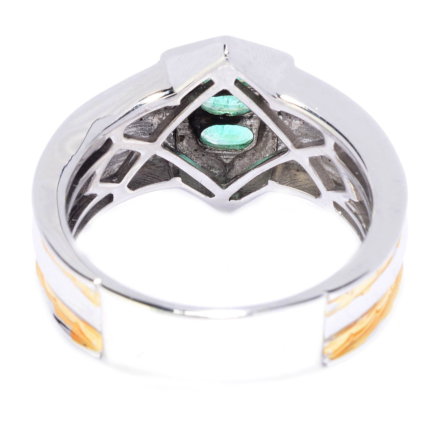 Gems en Vogue 0.69ctw Grizzly Emerald Three Stone Ring