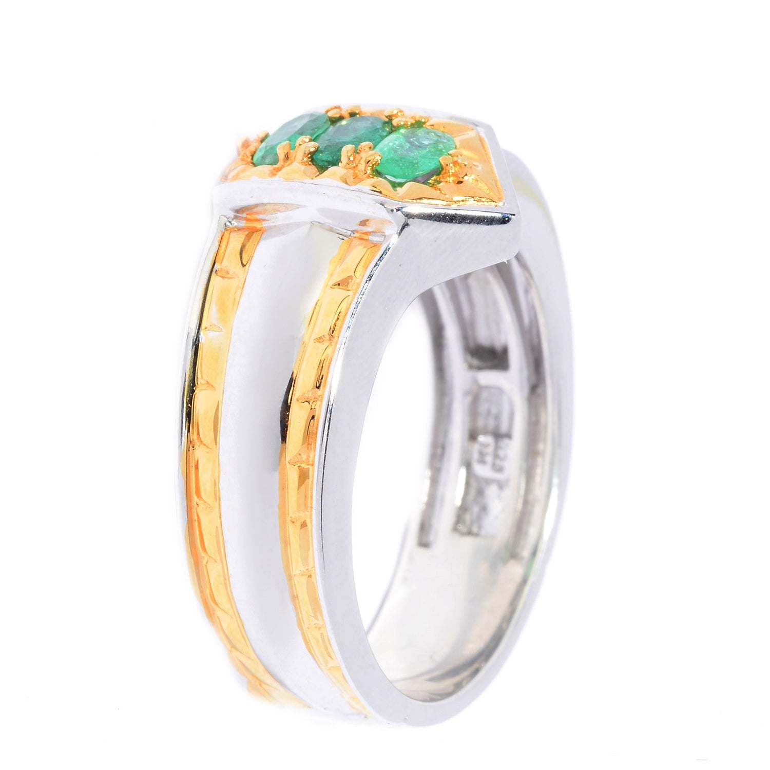 Gems en Vogue 0.69ctw Grizzly Emerald Three Stone Ring