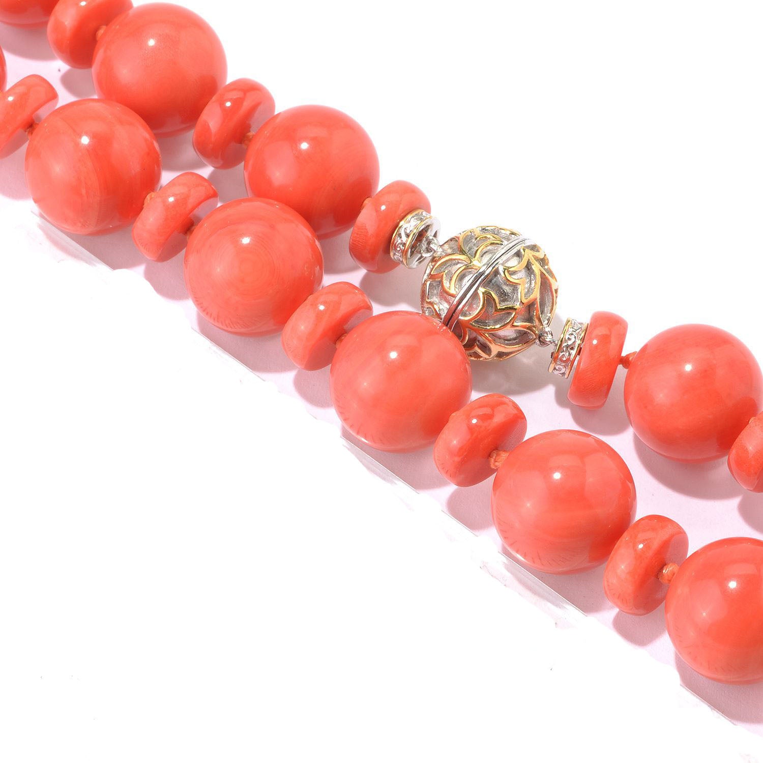 Gems en Vogue Salmon Coral Bead Magnetic Necklace