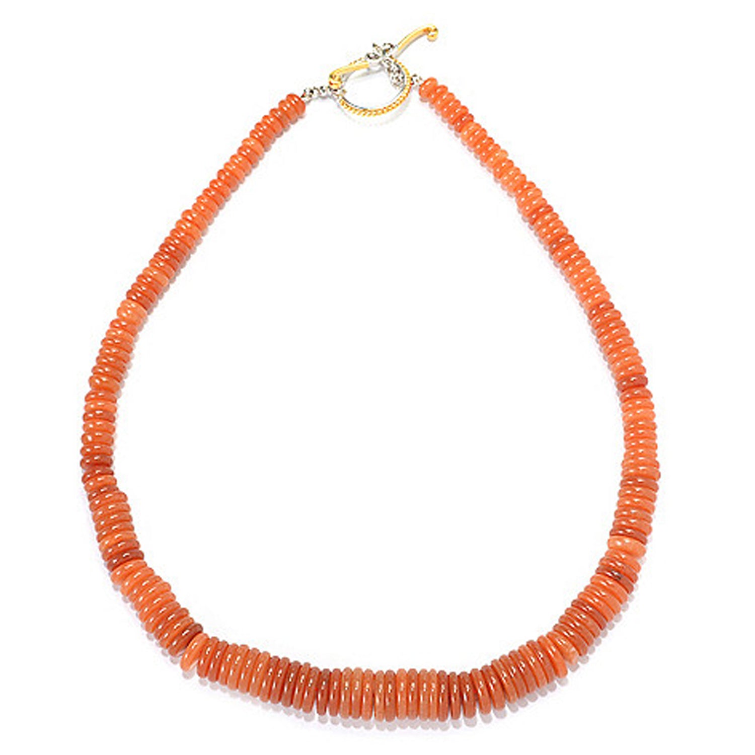 Gems en Vogue Orange Aventurine Bead Toggle Necklace