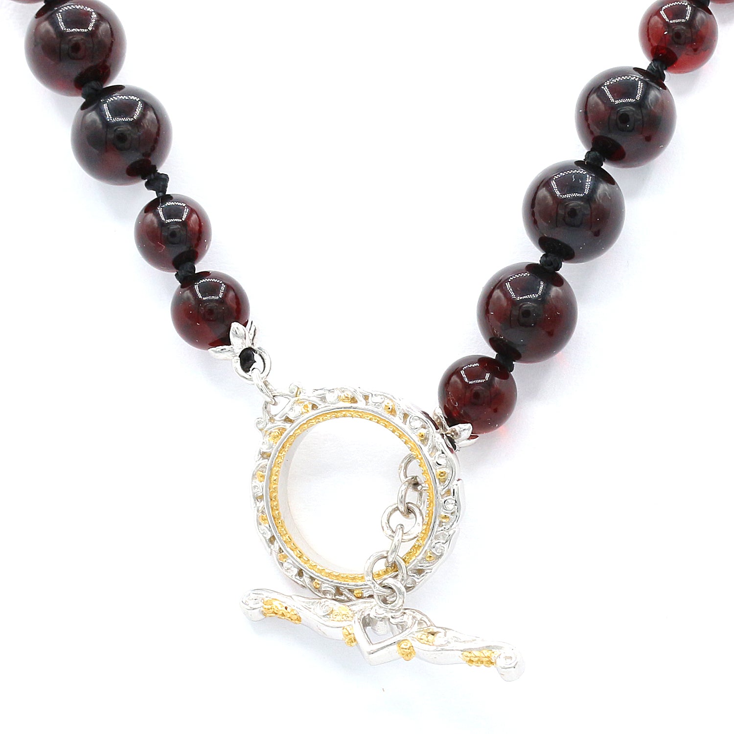 Gems en Vogue Special Cut Amber Bead Toggle Necklace