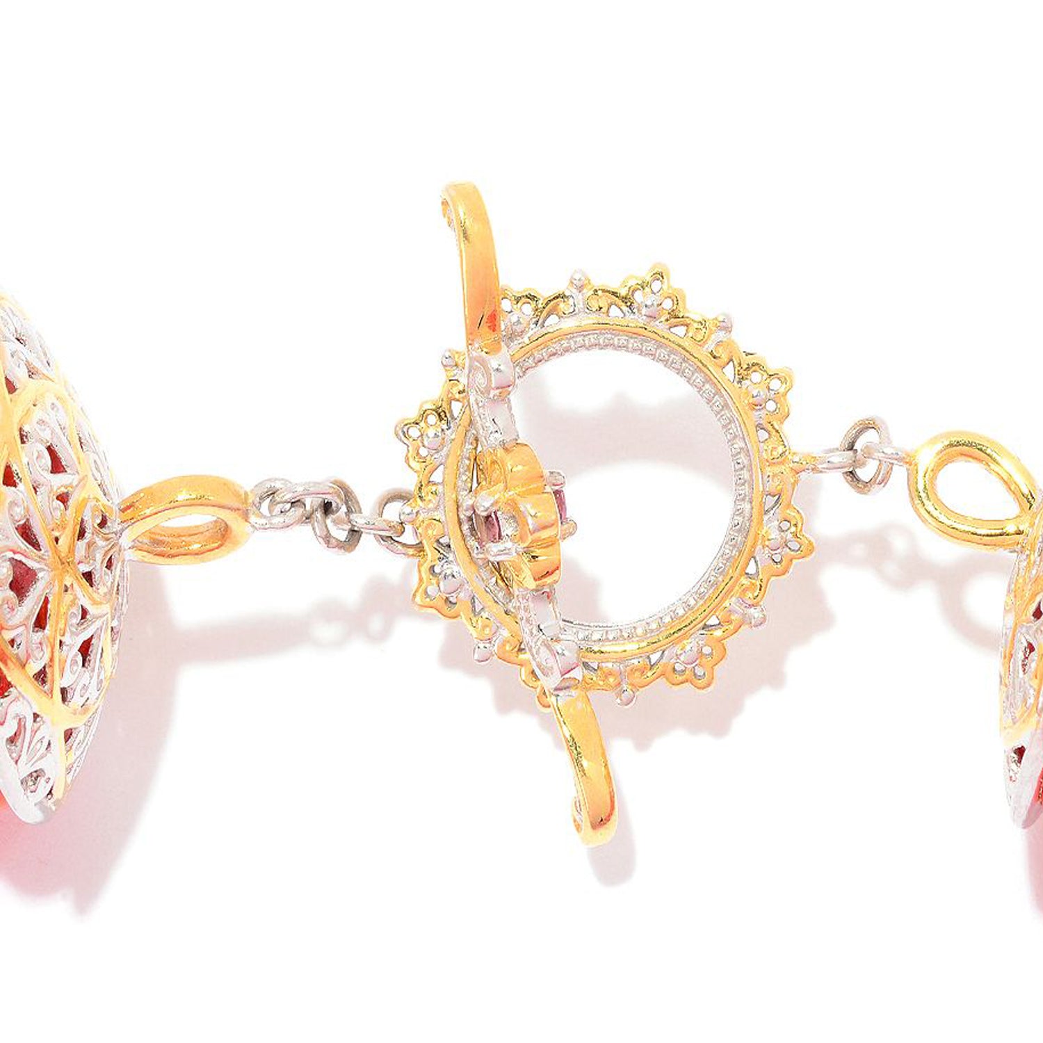 Gems en Vogue Pink Coral & Pink Tourmaline Multi Strand Bead Toggle Necklace