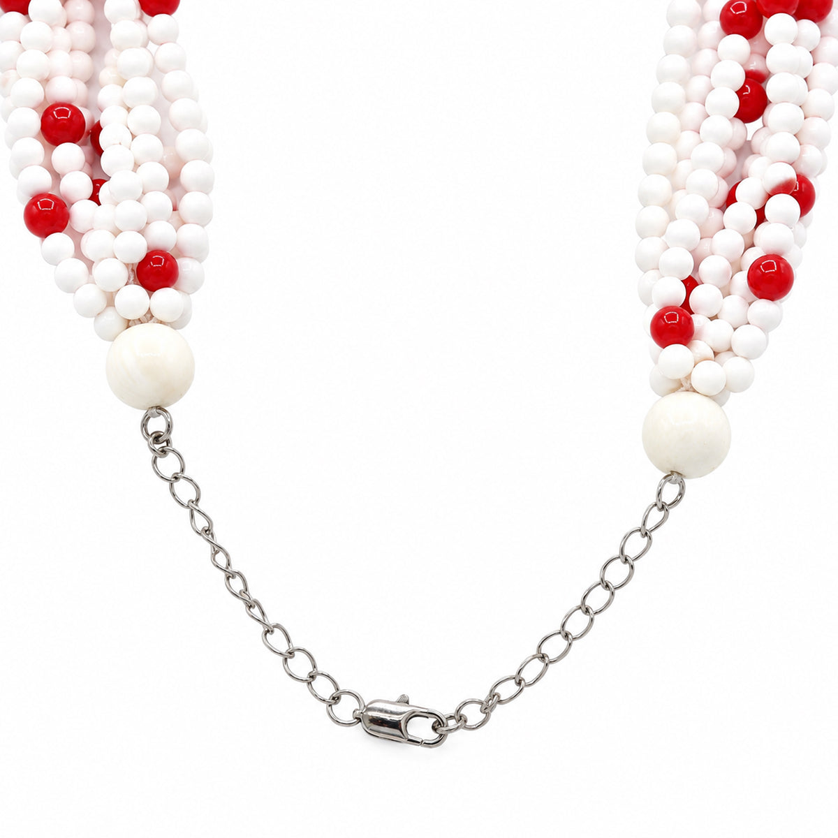 Gems en Vogue Red & White Coral Multi Strand Bead Necklace