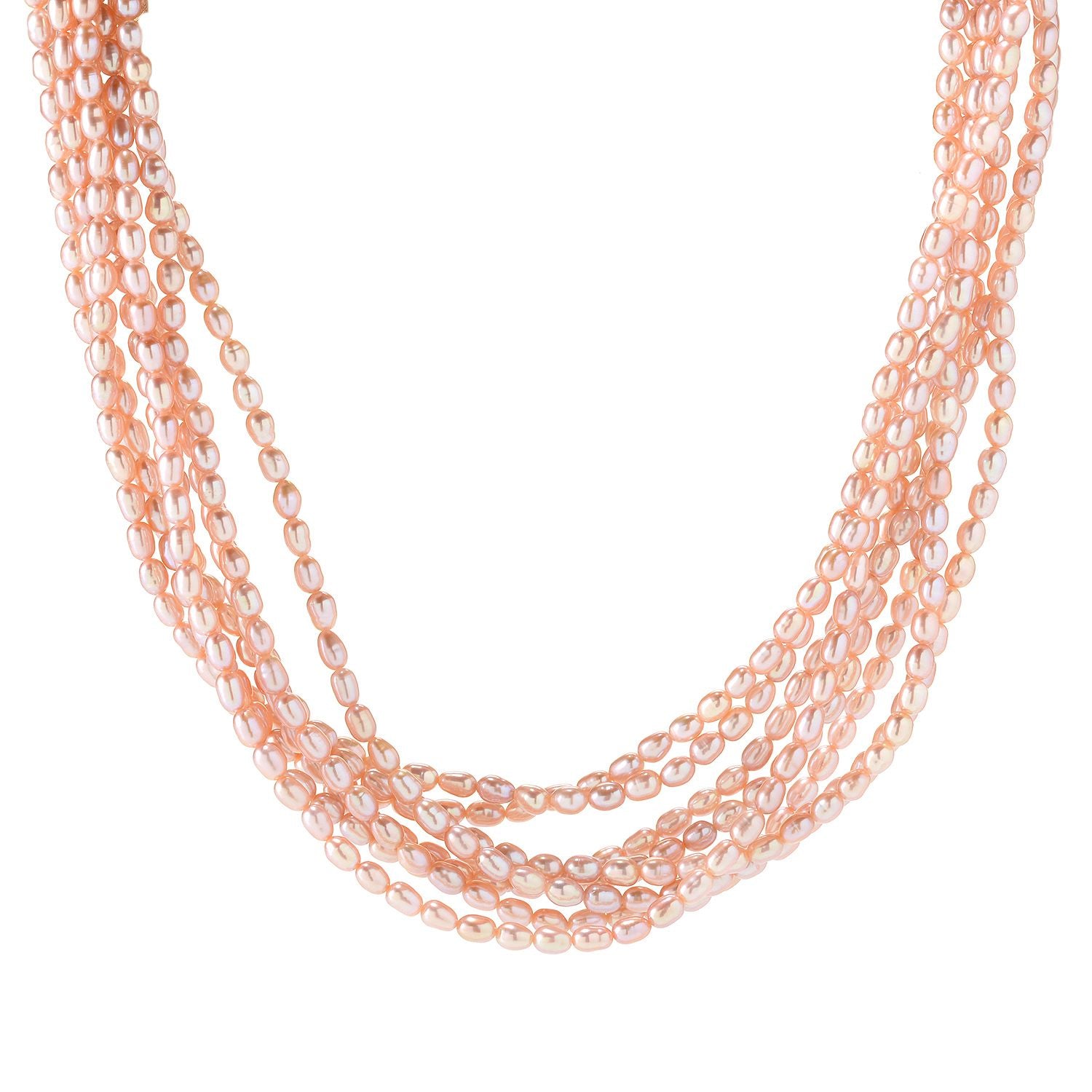 Gems en Vogue Multi Strand Pink Pearl Bead Magnetic Necklace