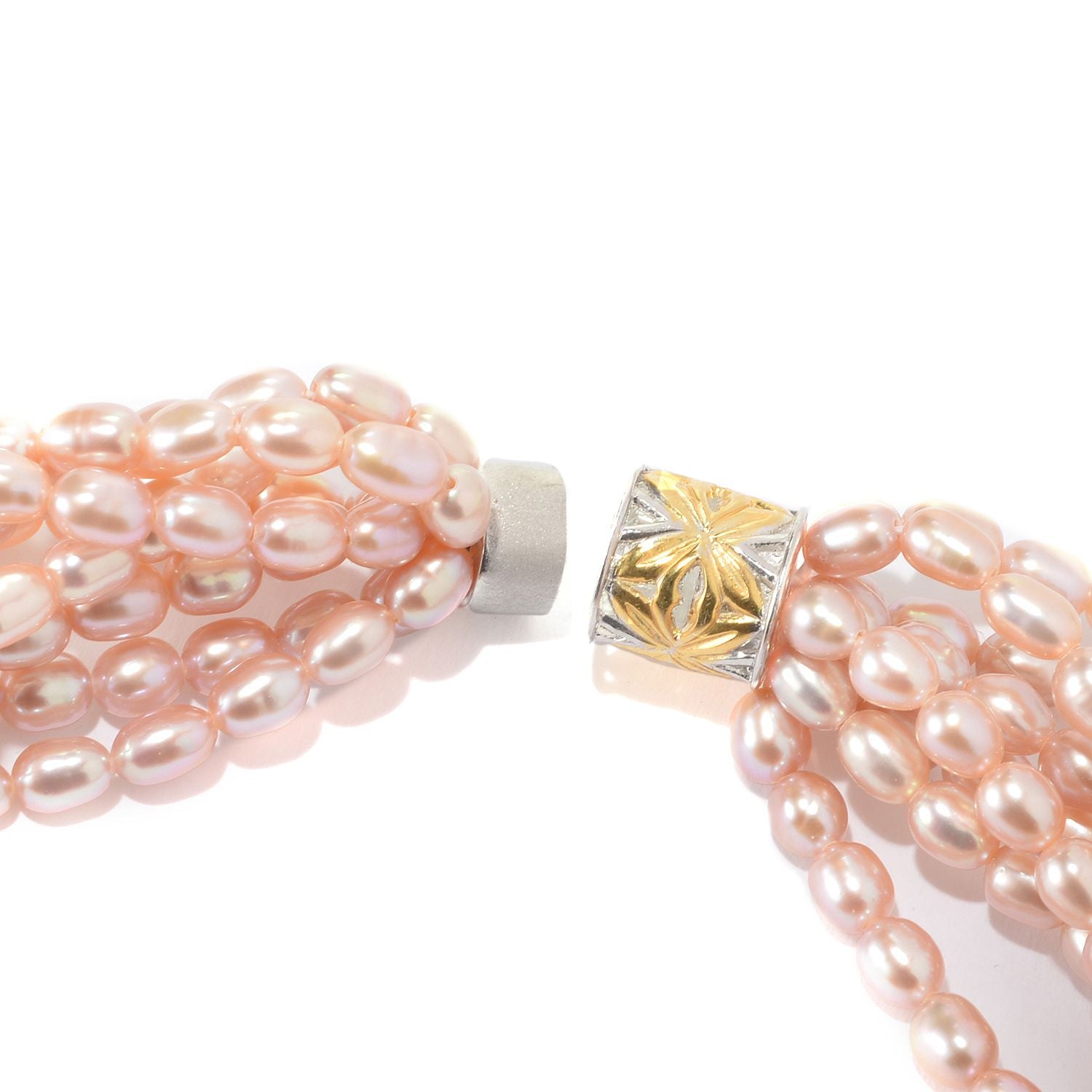 Gems en Vogue Multi Strand Pink Pearl Bead Magnetic Necklace