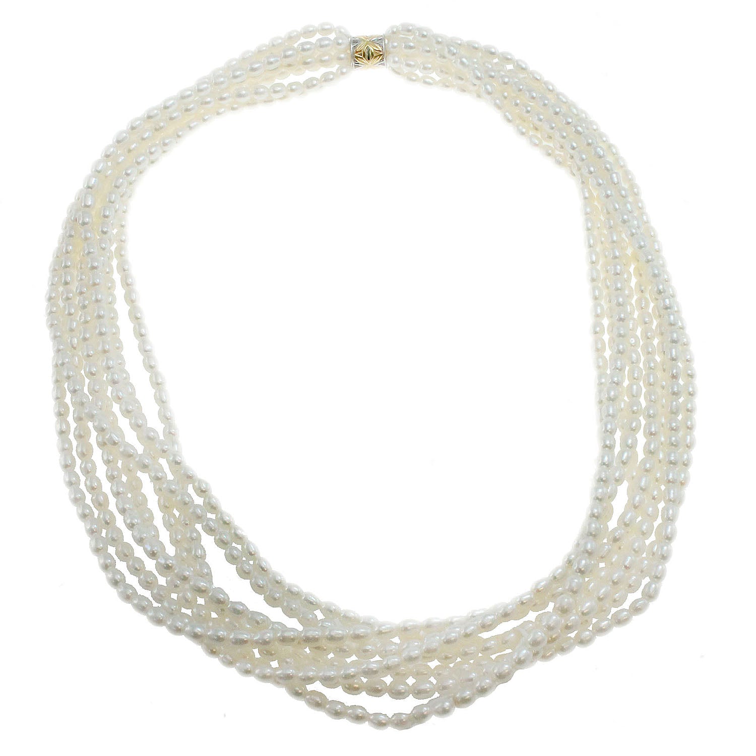 Collier magnétique multi-rangs en perles blanches Gems en Vogue