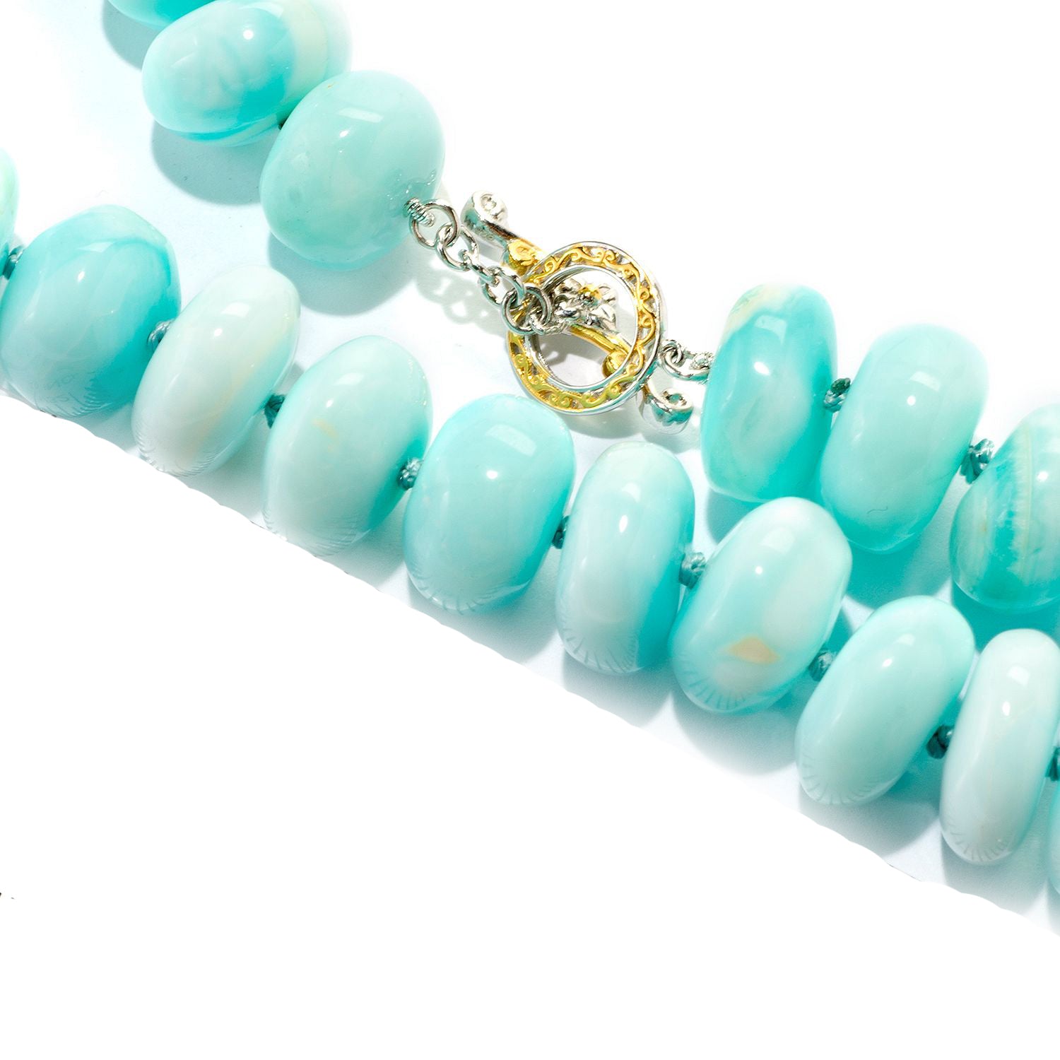 Gems en Vogue Blue Opal Bead Toggle Necklace