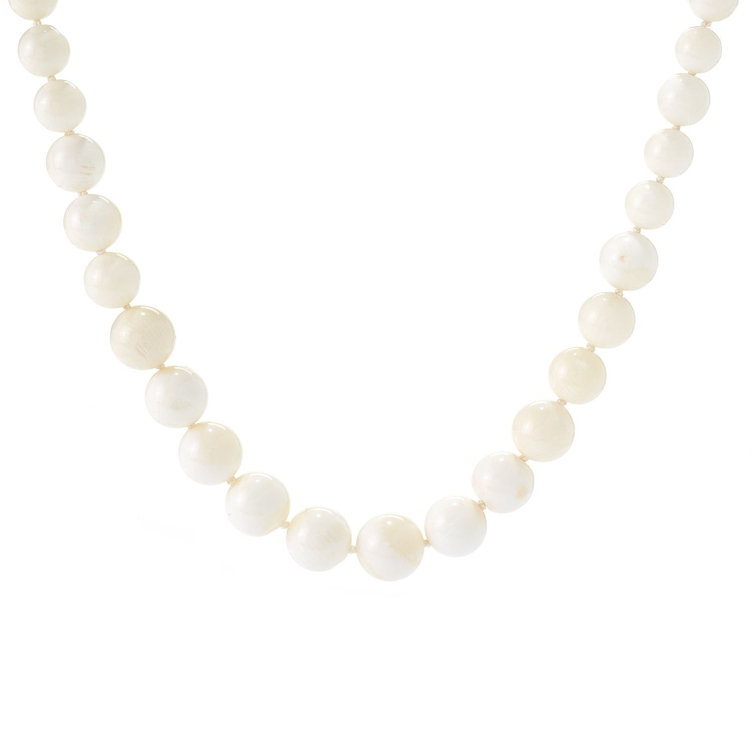 Gems en Vogue Graduated White Coral Bead Toggle Necklace