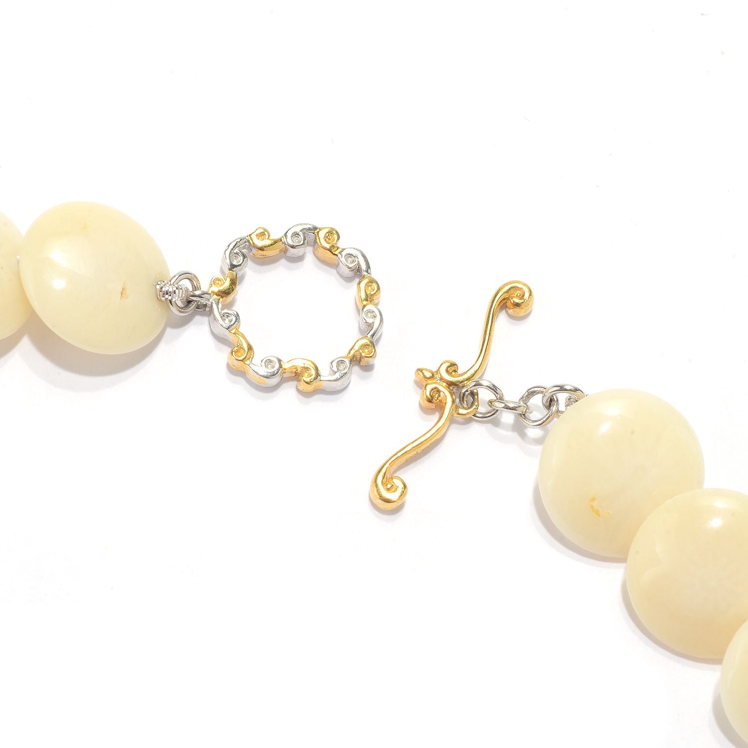 Gems en Vogue White Coral Bead Toggle Necklace