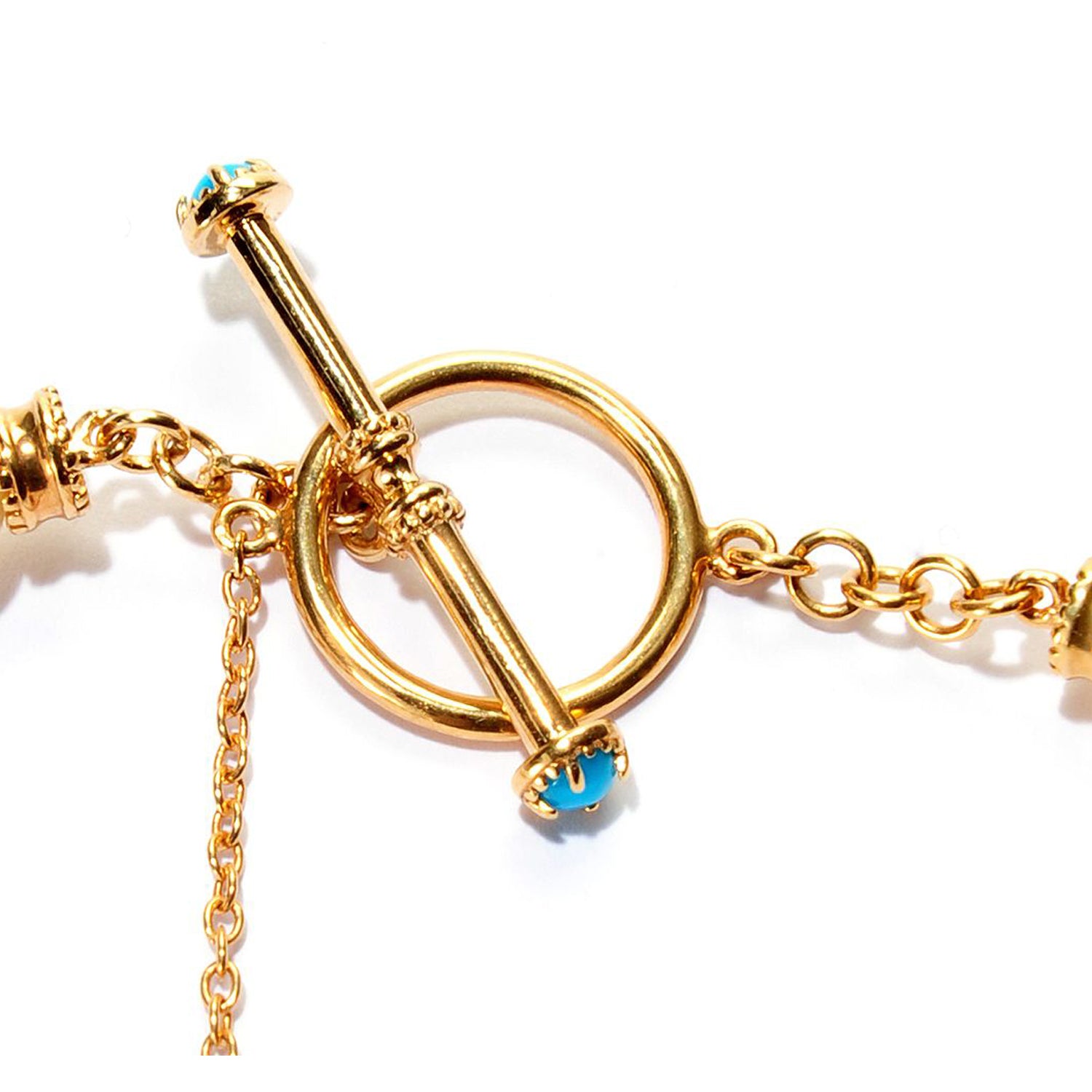 Gems en Vogue Red Coral Bead & Sleeping Beauty Turquoise Toggle Necklace