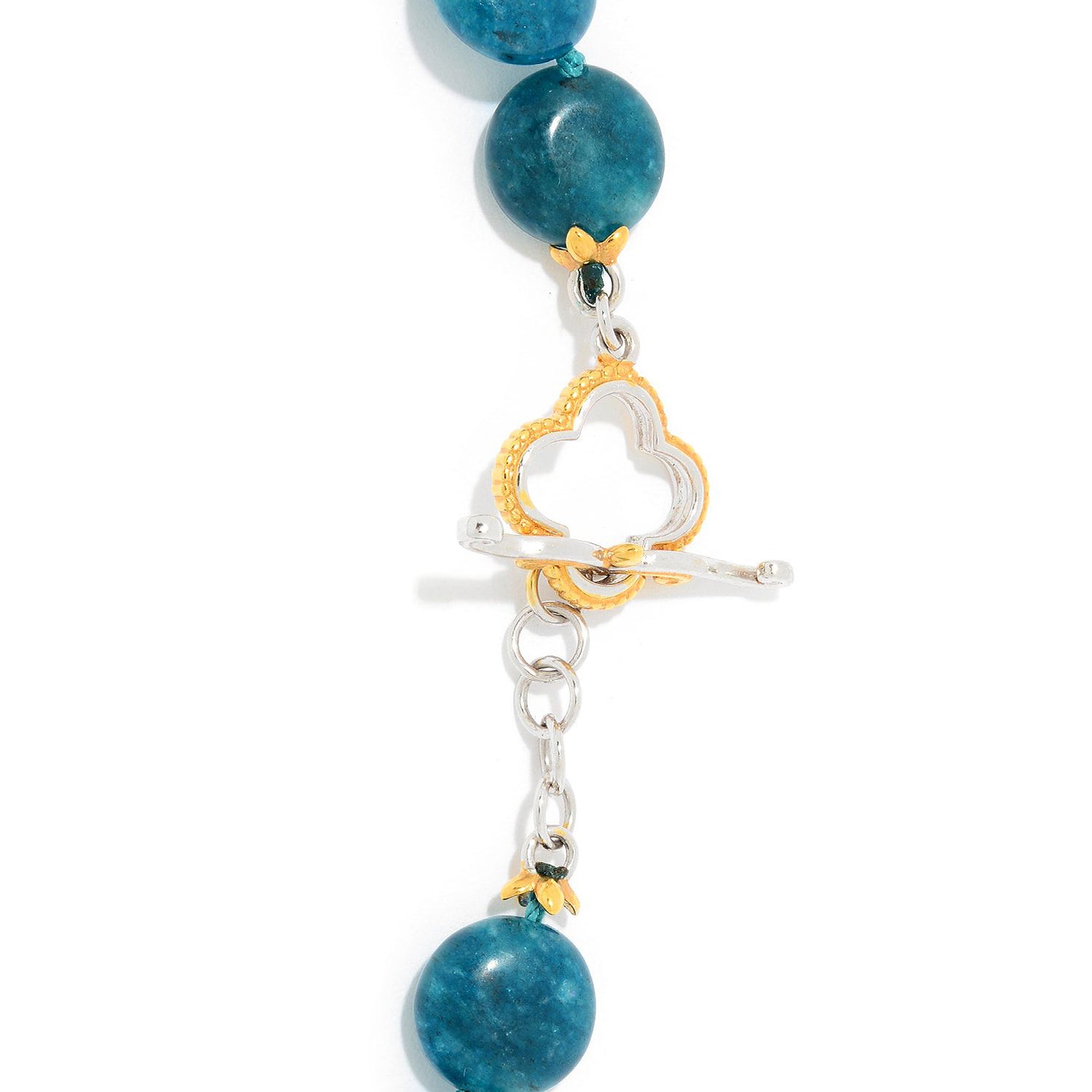 Gems en Vogue Flat Apatite Bead Toggle Necklace