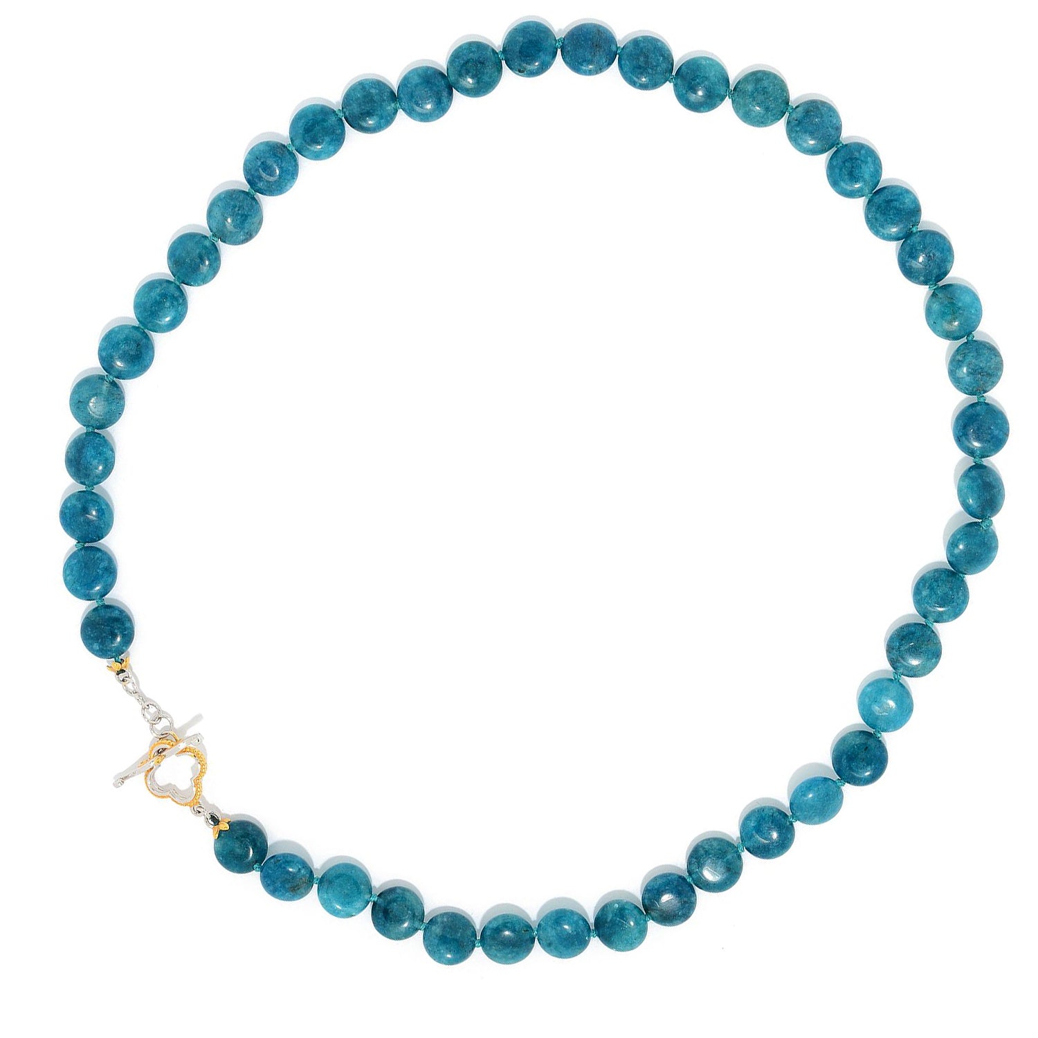 Gems en Vogue Flat Apatite Bead Toggle Necklace