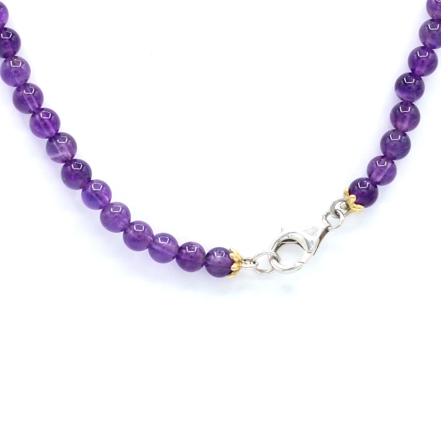 Gems en Vogue African Amethyst Tassel Bead Necklace